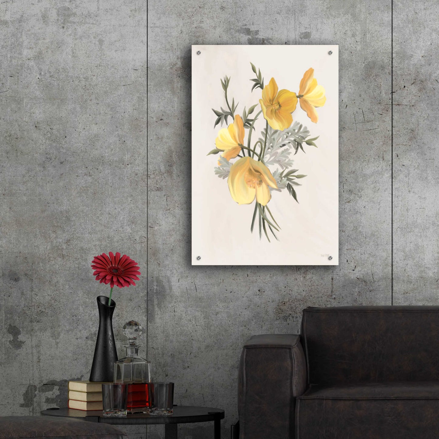 Epic Art 'Wild Yellow Poppies' by House Fenway, Acrylic Glass Wall Art,24x36