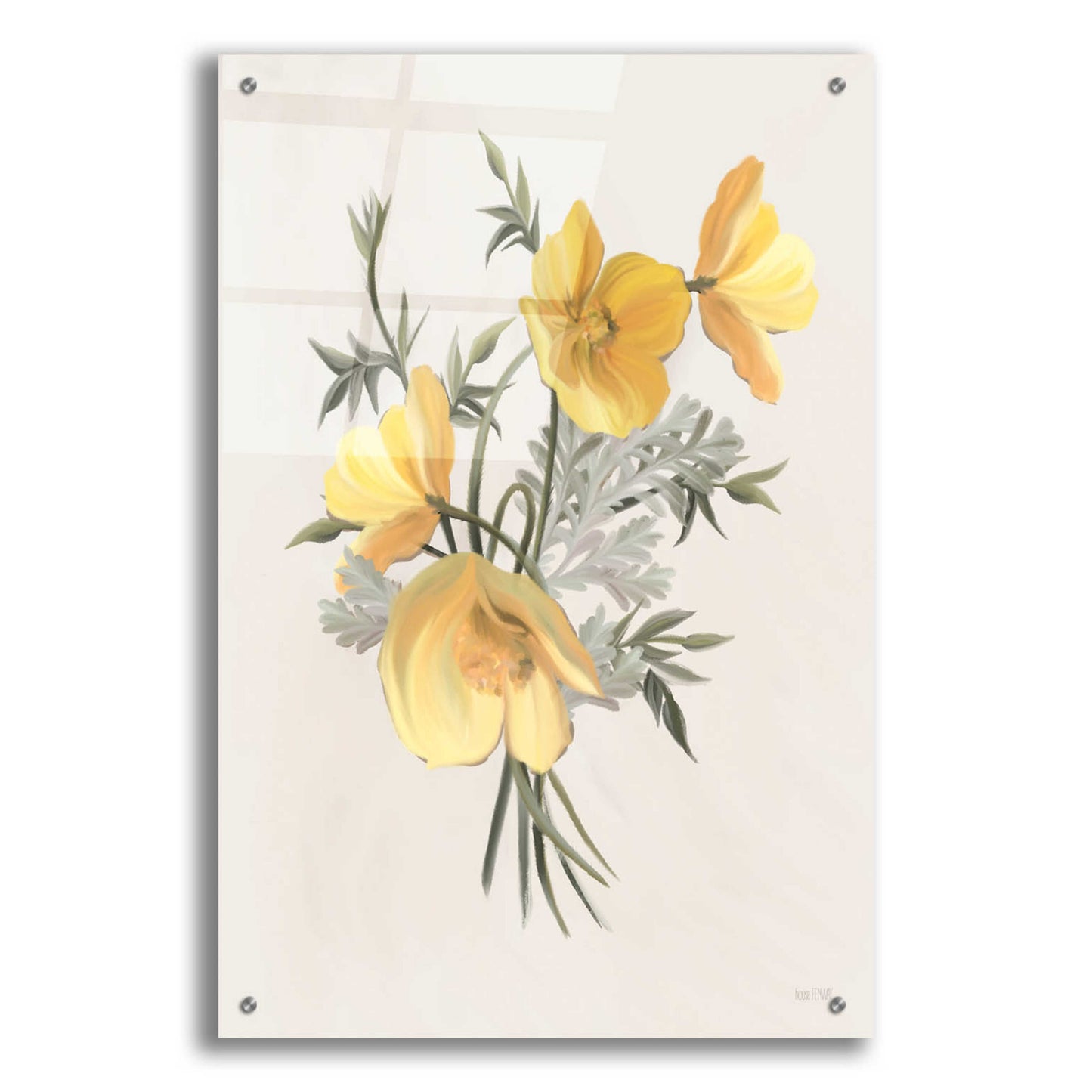 Epic Art 'Wild Yellow Poppies' by House Fenway, Acrylic Glass Wall Art,24x36