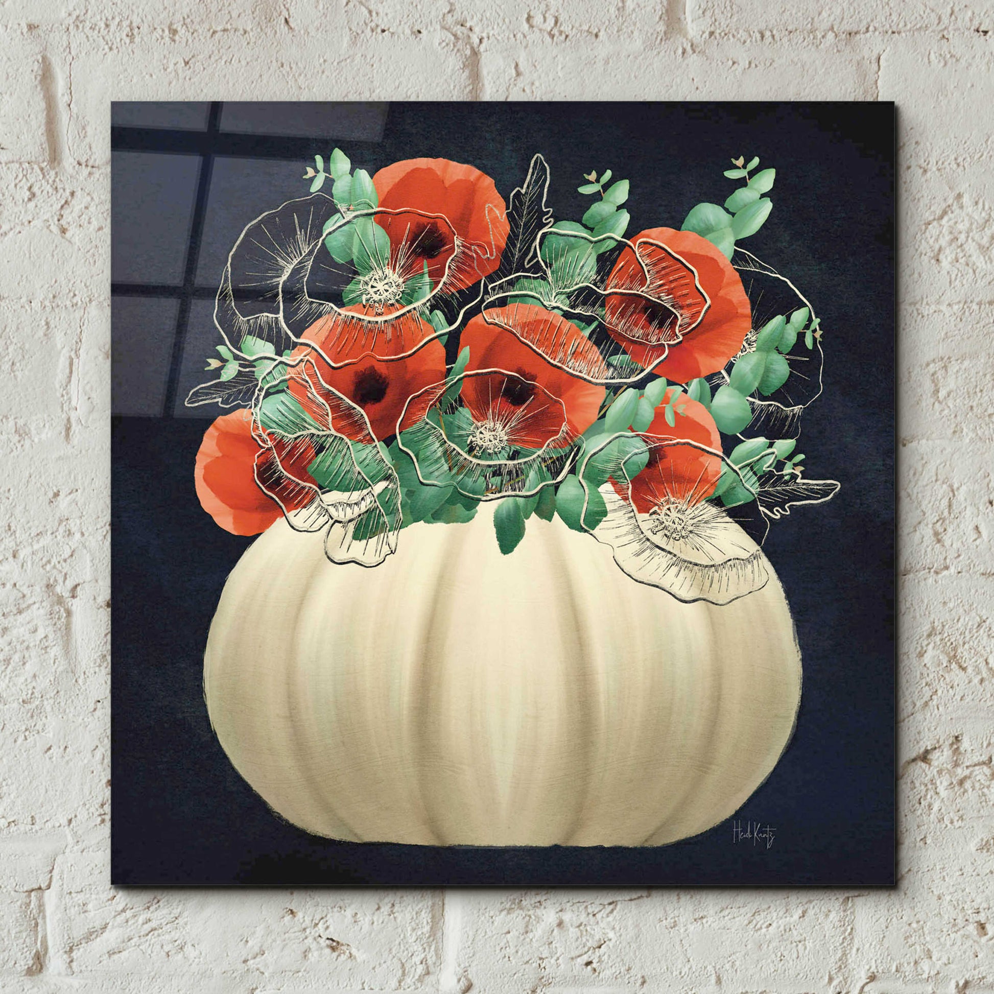 Epic Art 'Poppy Pumpkin' by Heidi Kuntz, Acrylic Glass Wall Art,12x12