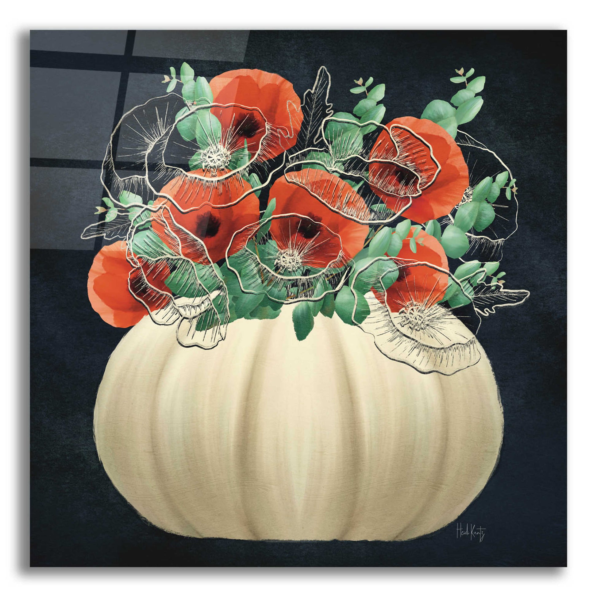 Epic Art 'Poppy Pumpkin' by Heidi Kuntz, Acrylic Glass Wall Art,12x12