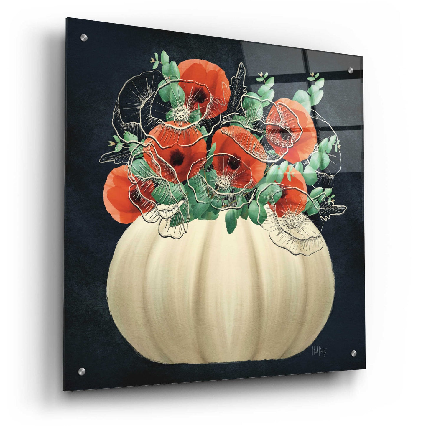 Epic Art 'Poppy Pumpkin' by Heidi Kuntz, Acrylic Glass Wall Art,24x24