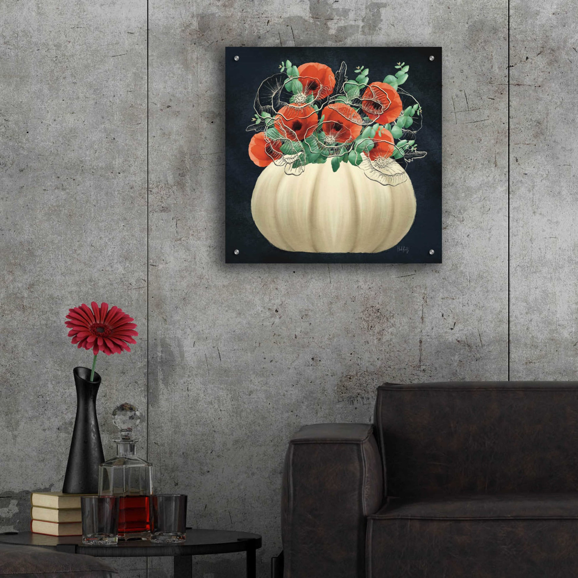 Epic Art 'Poppy Pumpkin' by Heidi Kuntz, Acrylic Glass Wall Art,24x24