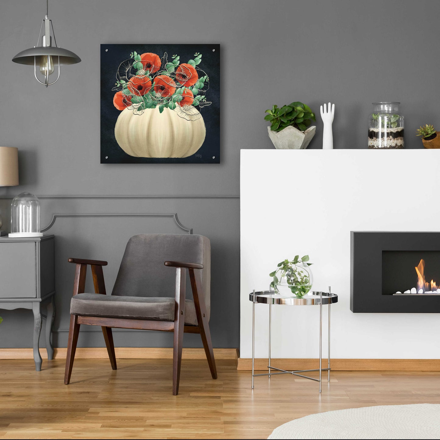 Epic Art 'Poppy Pumpkin' by Heidi Kuntz, Acrylic Glass Wall Art,24x24