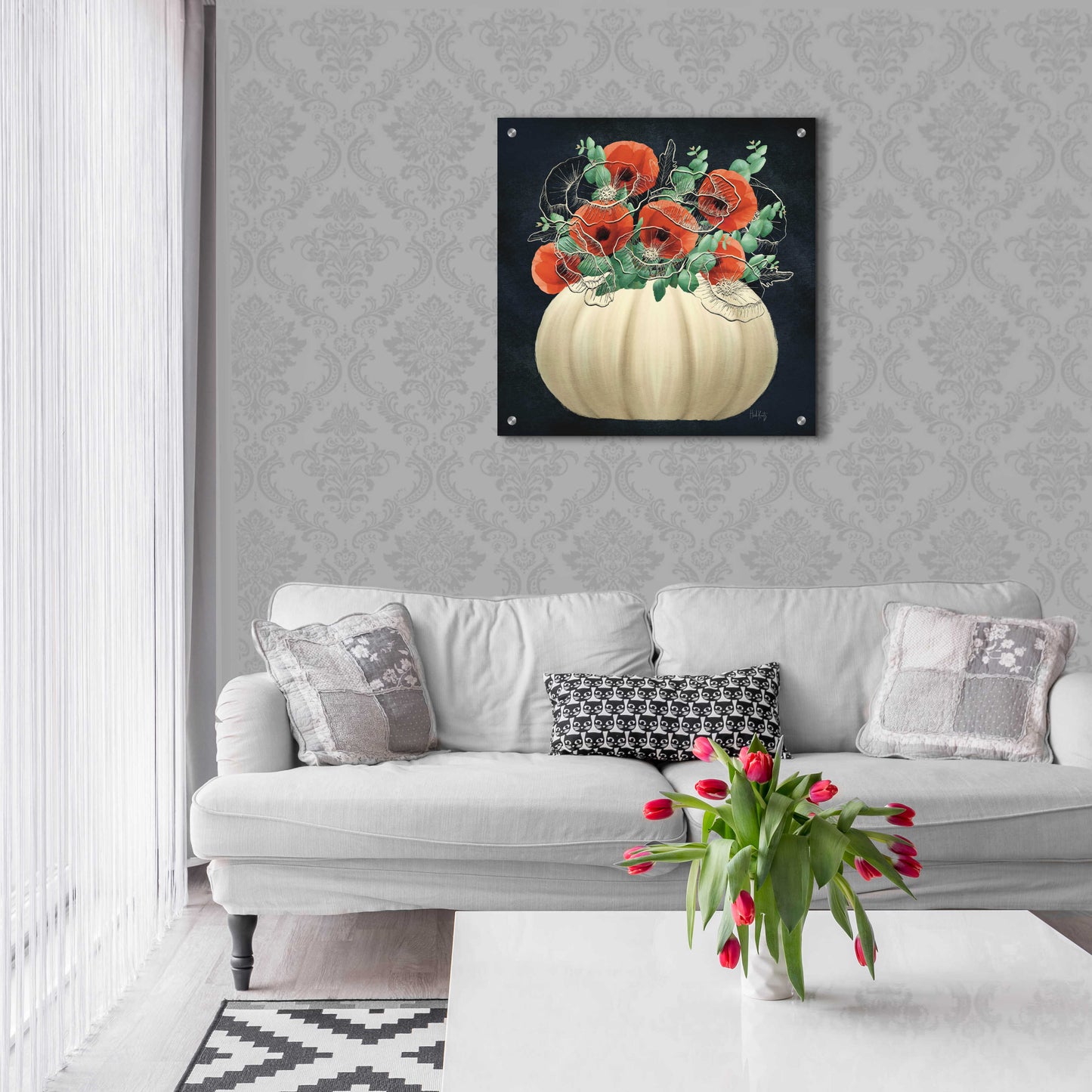 Epic Art 'Poppy Pumpkin' by Heidi Kuntz, Acrylic Glass Wall Art,24x24