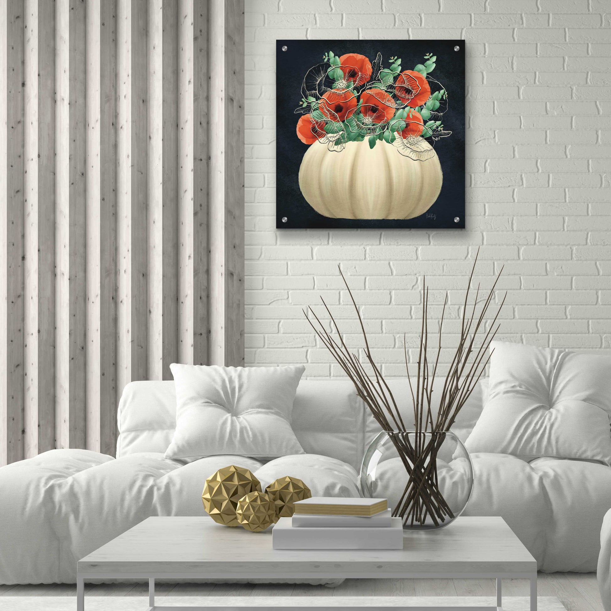 Epic Art 'Poppy Pumpkin' by Heidi Kuntz, Acrylic Glass Wall Art,24x24