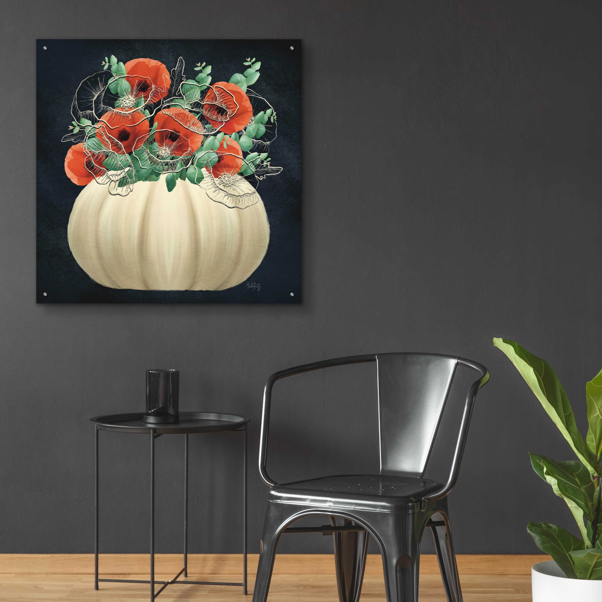 Epic Art 'Poppy Pumpkin' by Heidi Kuntz, Acrylic Glass Wall Art,36x36