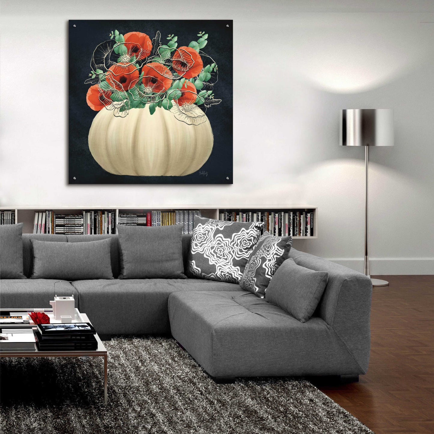 Epic Art 'Poppy Pumpkin' by Heidi Kuntz, Acrylic Glass Wall Art,36x36