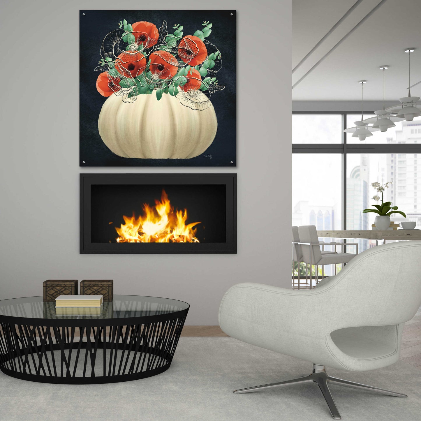 Epic Art 'Poppy Pumpkin' by Heidi Kuntz, Acrylic Glass Wall Art,36x36