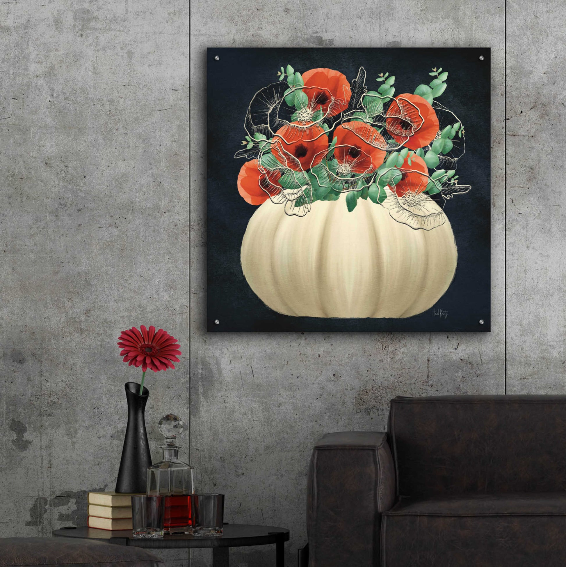 Epic Art 'Poppy Pumpkin' by Heidi Kuntz, Acrylic Glass Wall Art,36x36