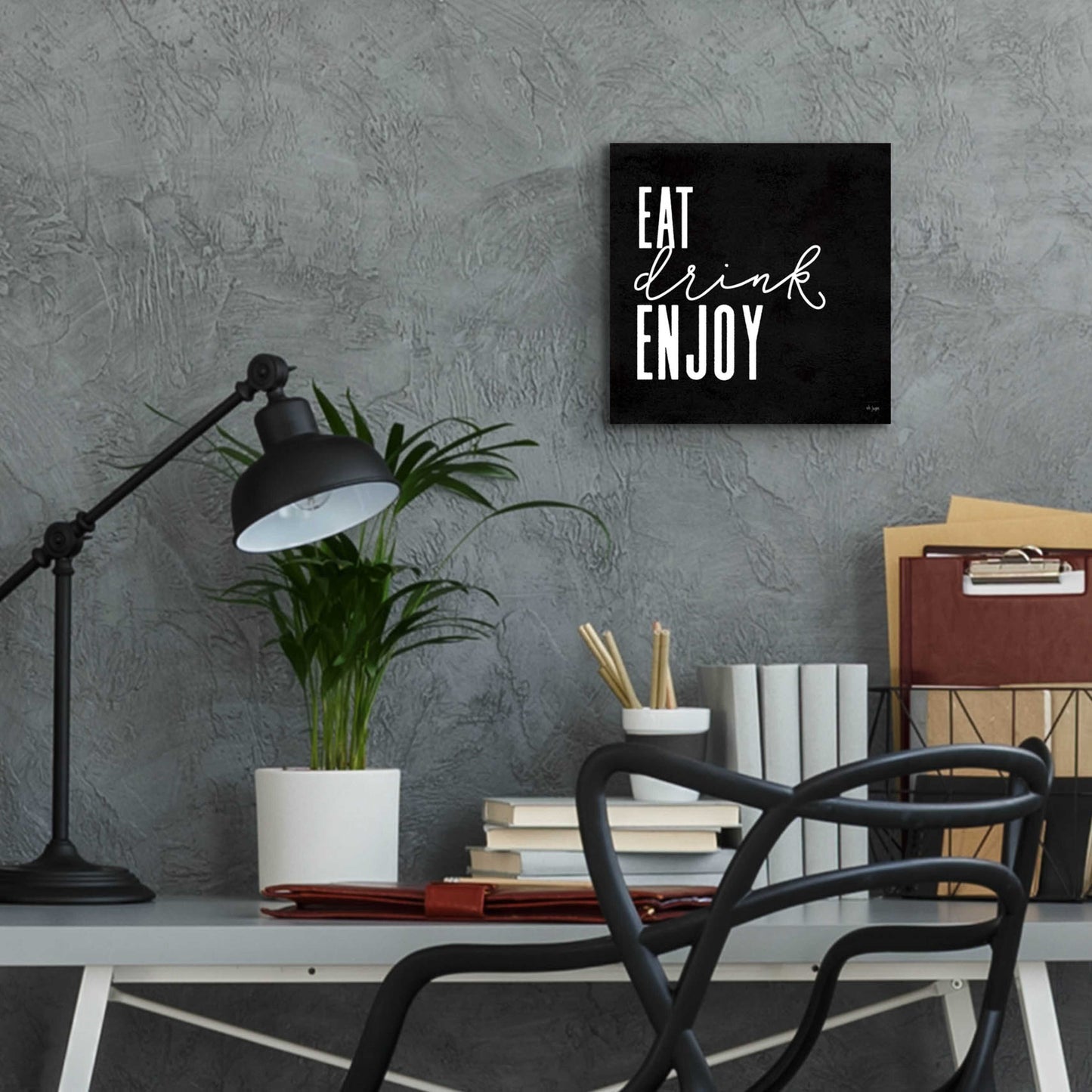 Epic Art 'Eat, Drink, Enjoy   ' by Jaxn Blvd., Acrylic Glass Wall Art,12x12