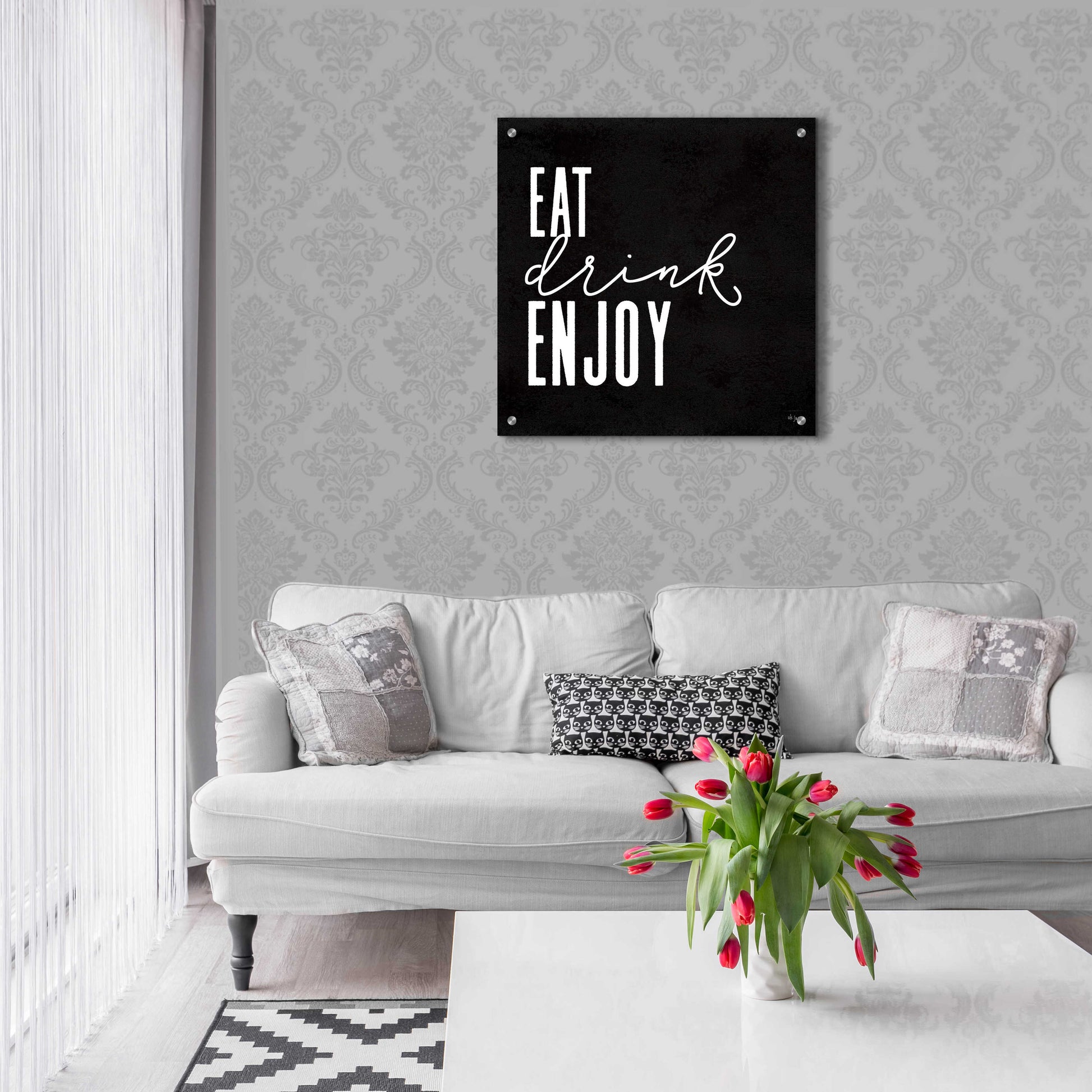 Epic Art 'Eat, Drink, Enjoy   ' by Jaxn Blvd., Acrylic Glass Wall Art,24x24