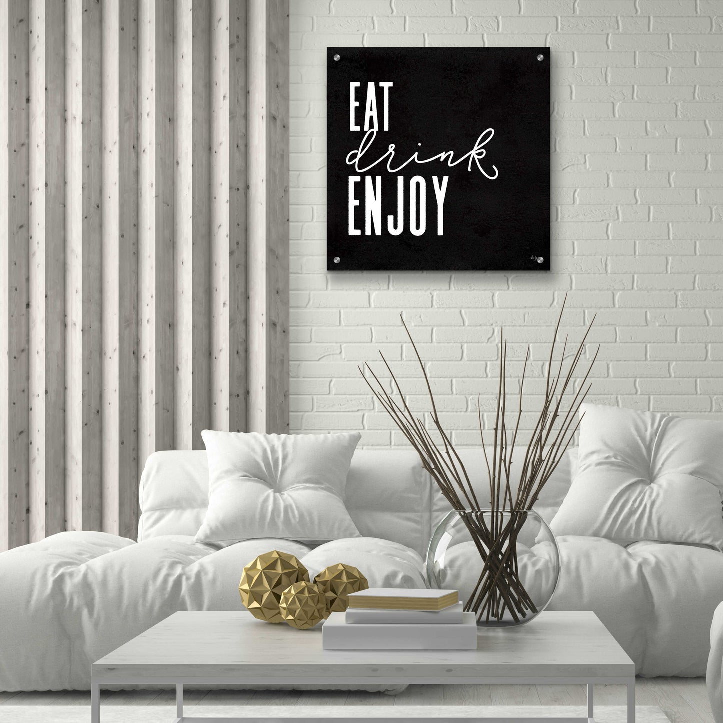 Epic Art 'Eat, Drink, Enjoy   ' by Jaxn Blvd., Acrylic Glass Wall Art,24x24