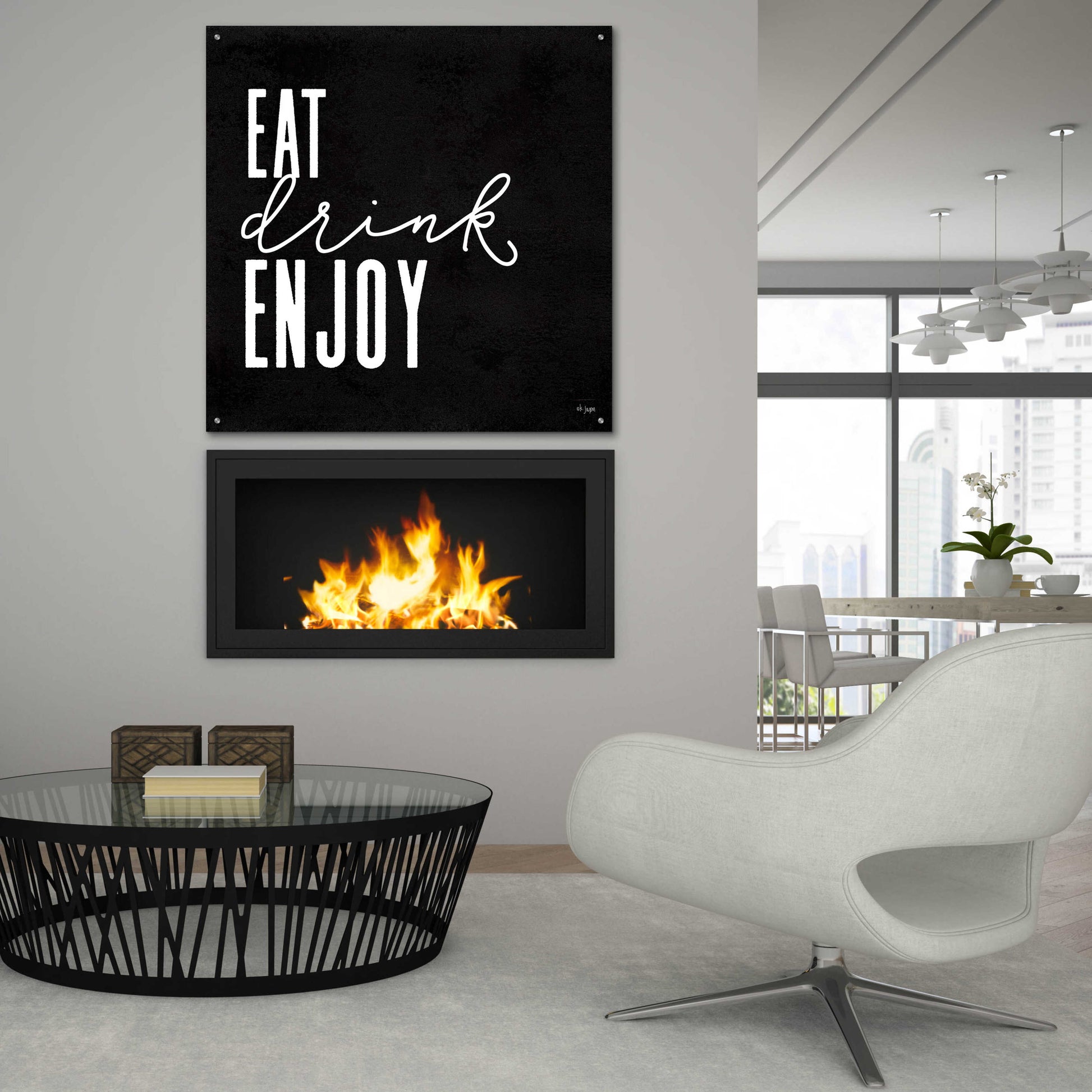 Epic Art 'Eat, Drink, Enjoy   ' by Jaxn Blvd., Acrylic Glass Wall Art,36x36