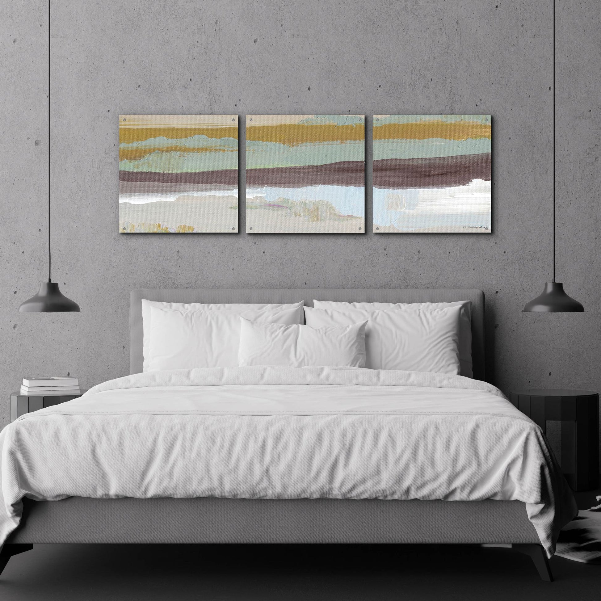 Epic Art 'On the Horizon' by Kamdon Kreations, Acrylic Glass Wall Art, 3 Piece Set,72x24