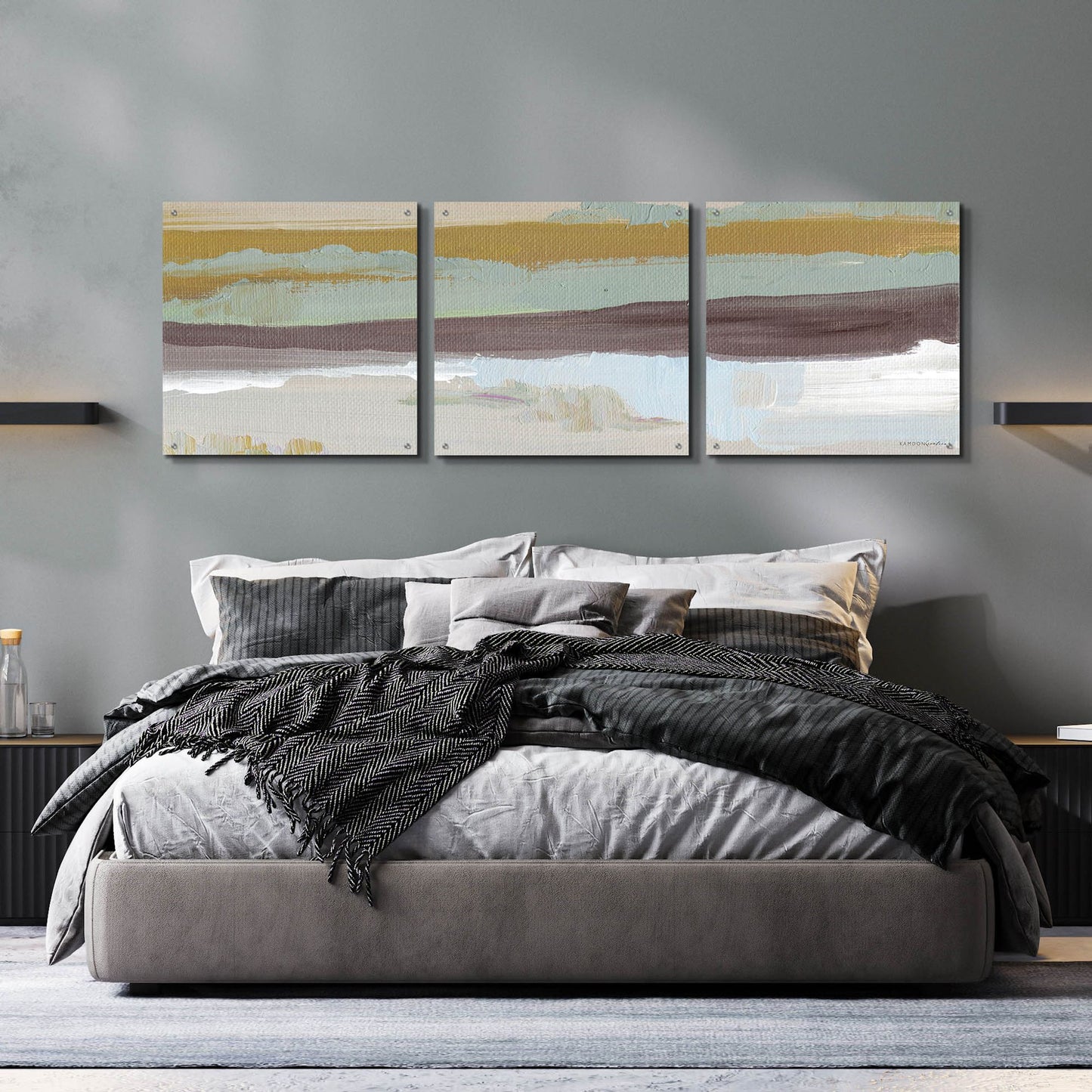 Epic Art 'On the Horizon' by Kamdon Kreations, Acrylic Glass Wall Art, 3 Piece Set,72x24