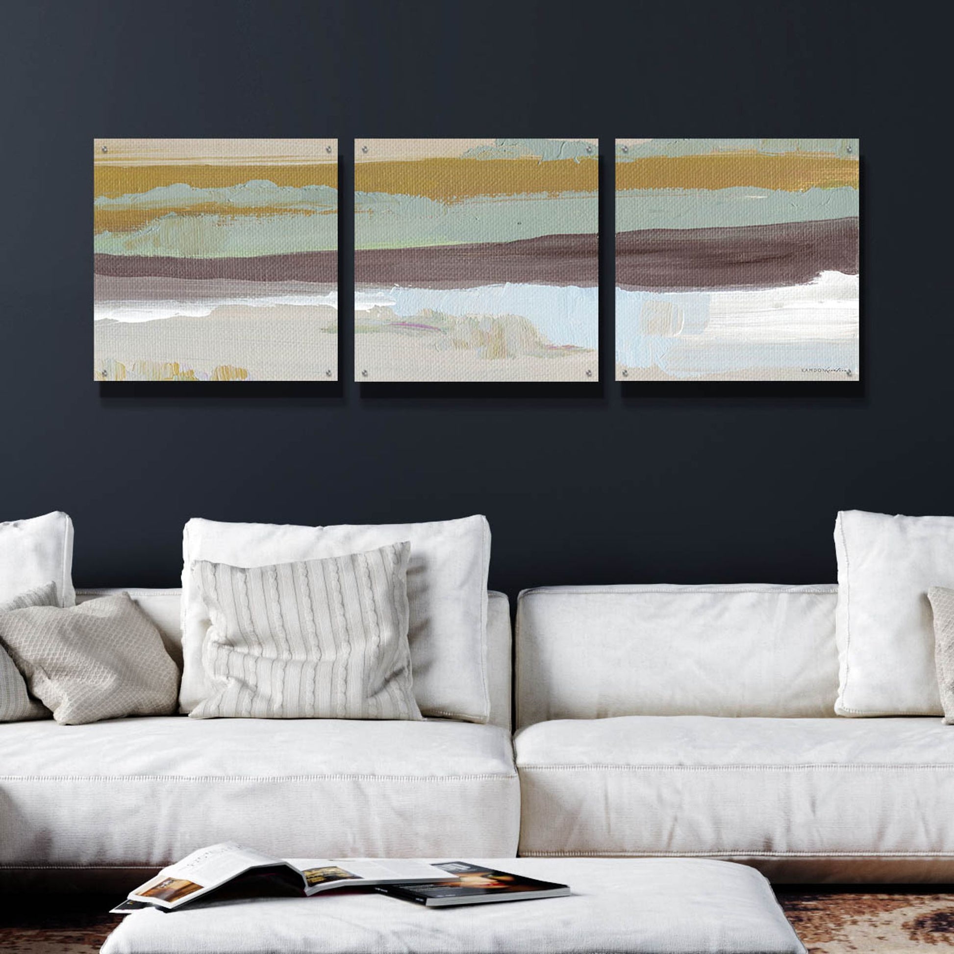 Epic Art 'On the Horizon' by Kamdon Kreations, Acrylic Glass Wall Art, 3 Piece Set,72x24