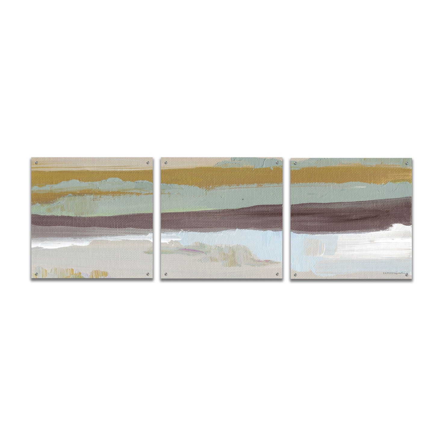 Epic Art 'On the Horizon' by Kamdon Kreations, Acrylic Glass Wall Art, 3 Piece Set