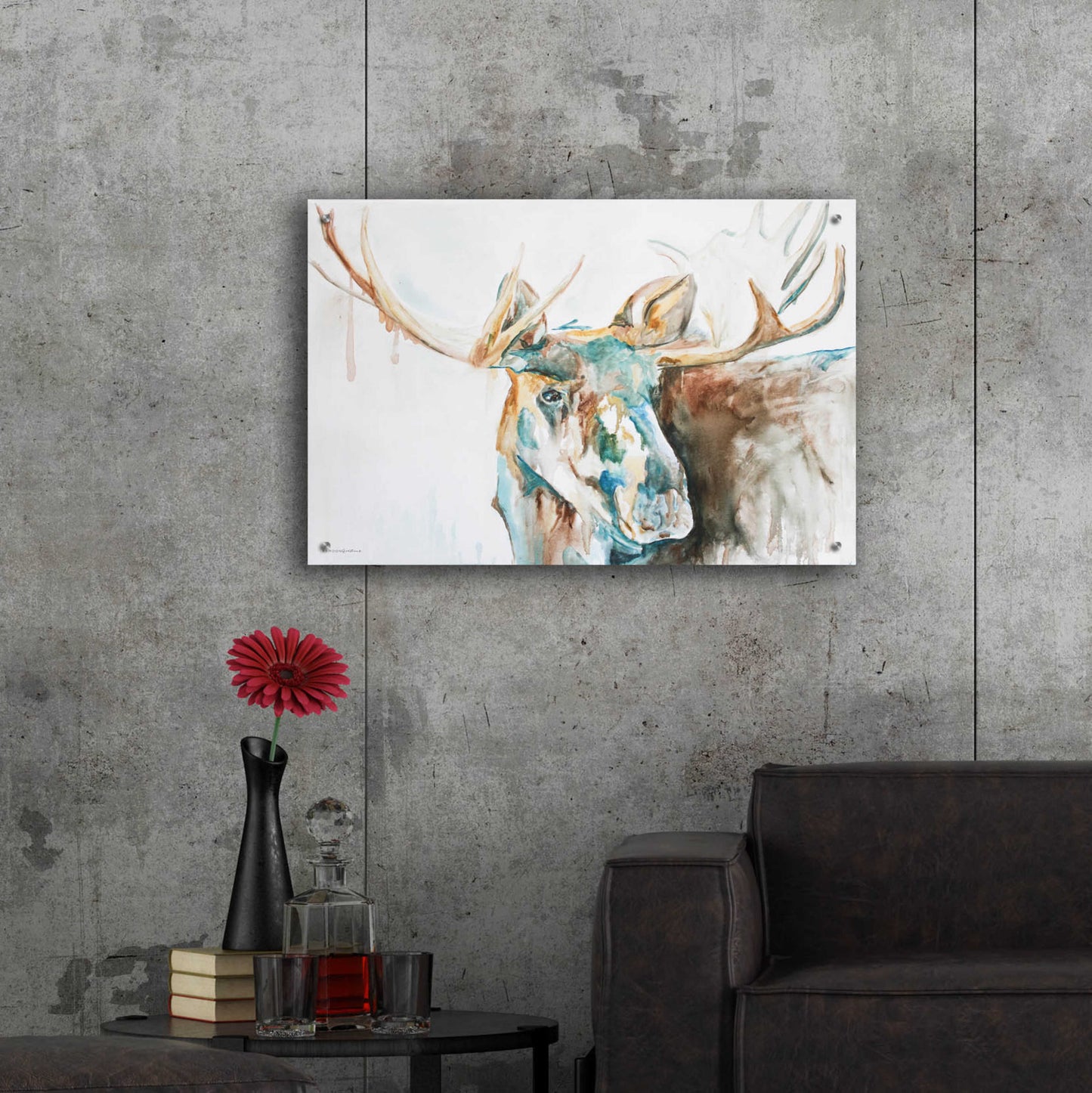 Epic Art 'Water Moose' by Kamdon Kreations, Acrylic Glass Wall Art,36x24