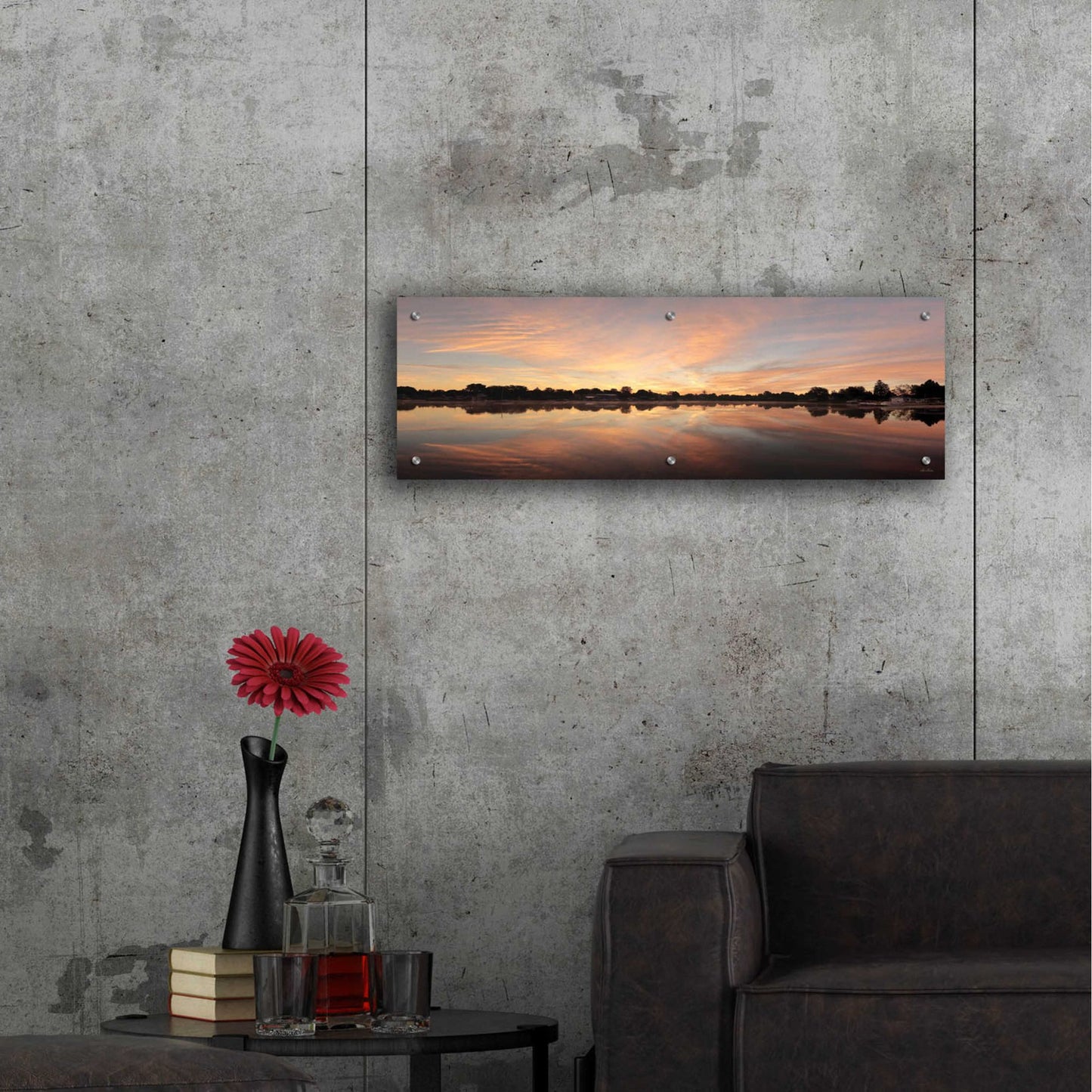 Epic Art 'Bayside Reflections' by Lori Deiter, Acrylic Glass Wall Art,36x12