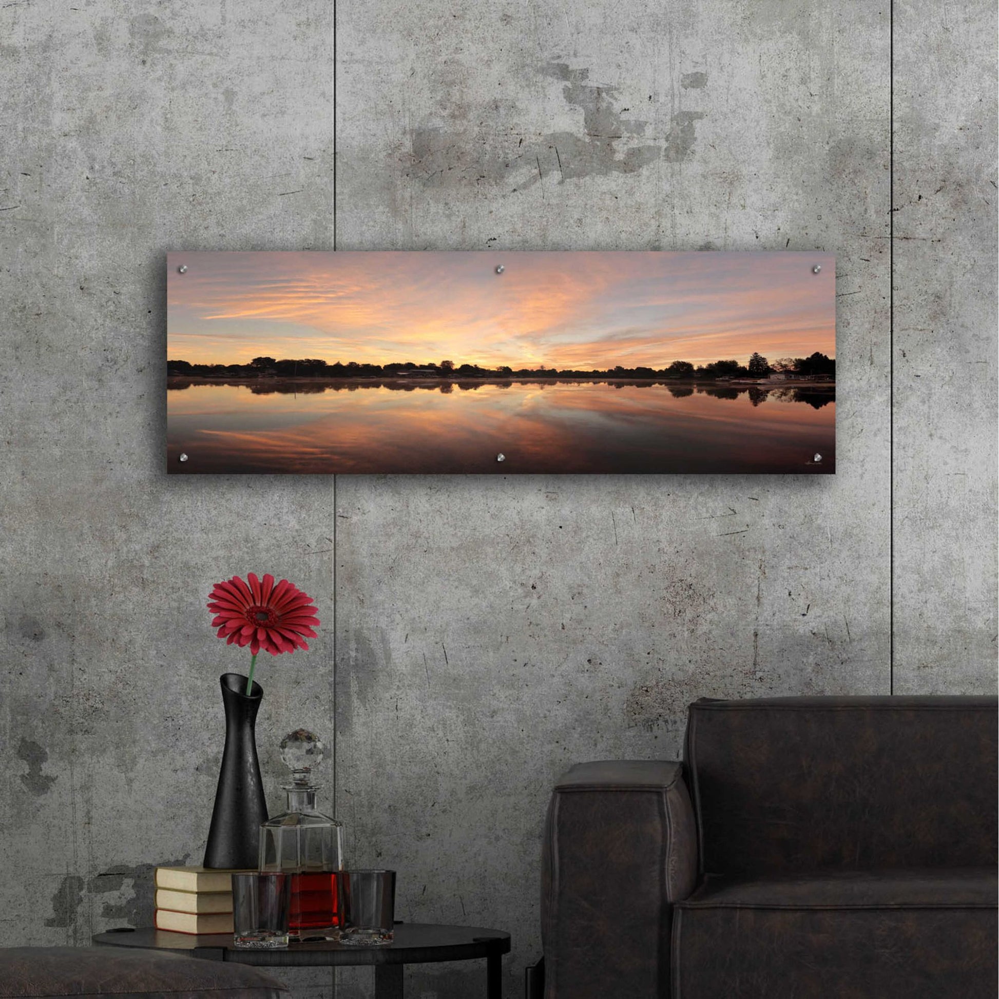 Epic Art 'Bayside Reflections' by Lori Deiter, Acrylic Glass Wall Art,48x16