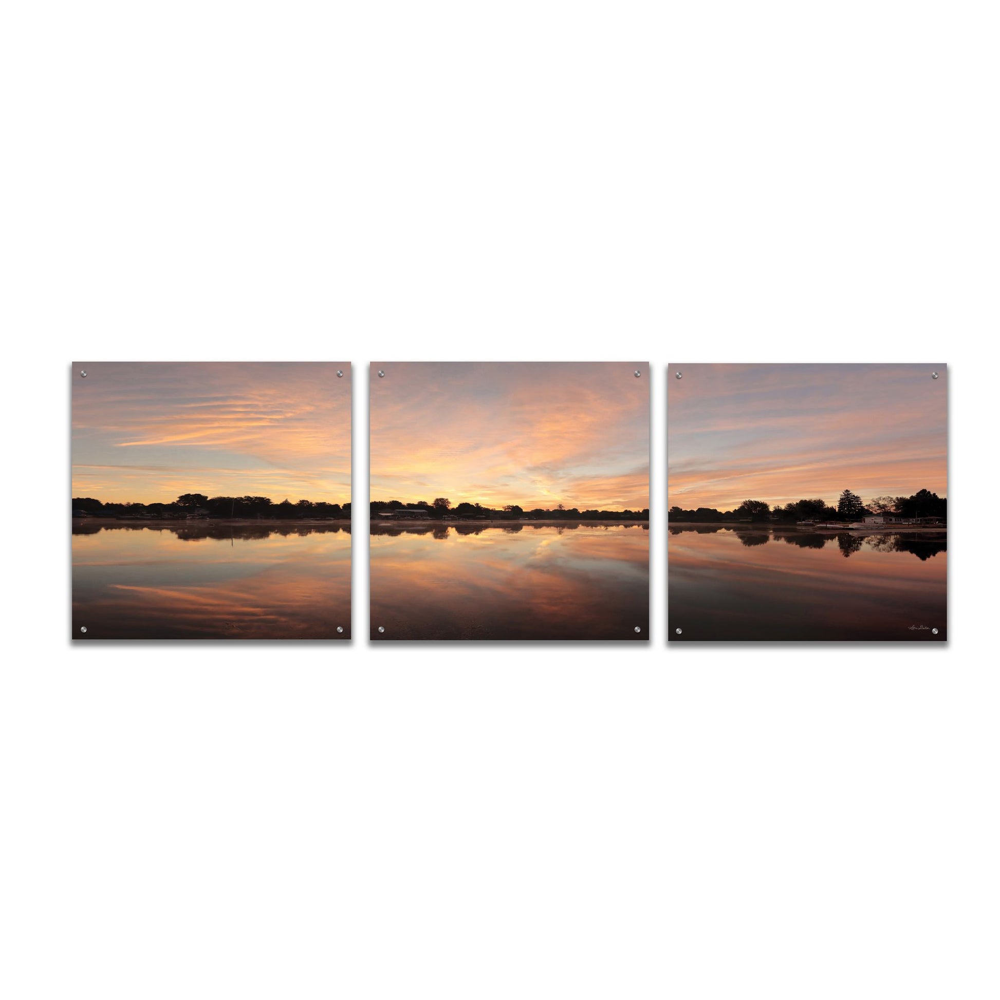 Epic Art 'Bayside Reflections' by Lori Deiter, Acrylic Glass Wall Art, 3 Piece Set