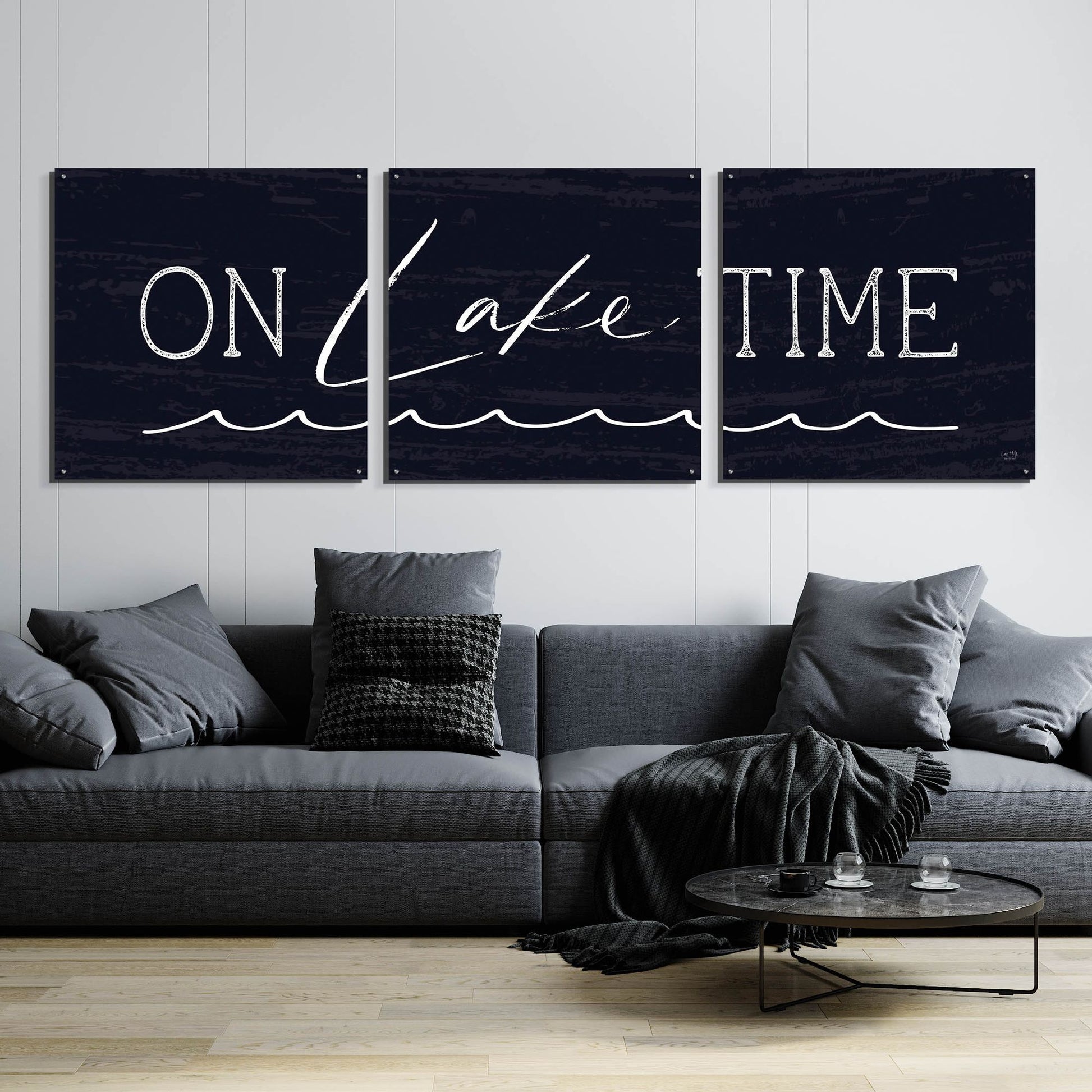 Epic Art 'On Lake Time' by Lux + Me, Acrylic Glass Wall Art, 3 Piece Set,108x36