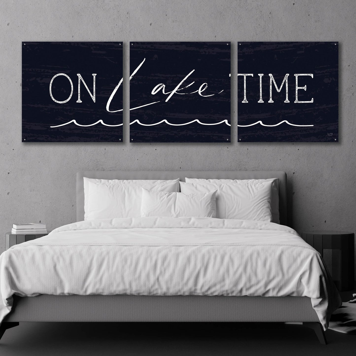 Epic Art 'On Lake Time' by Lux + Me, Acrylic Glass Wall Art, 3 Piece Set,108x36