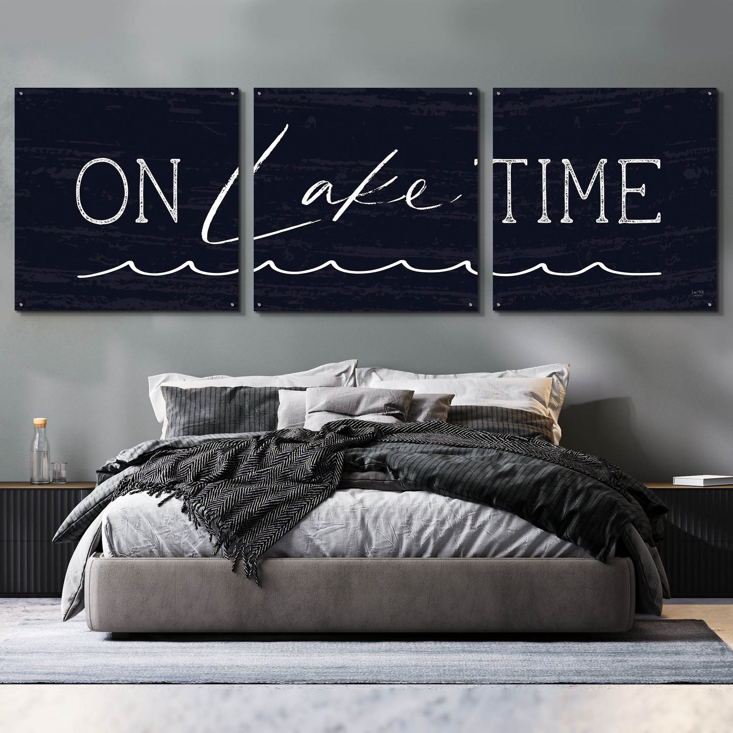 Epic Art 'On Lake Time' by Lux + Me, Acrylic Glass Wall Art, 3 Piece Set,108x36