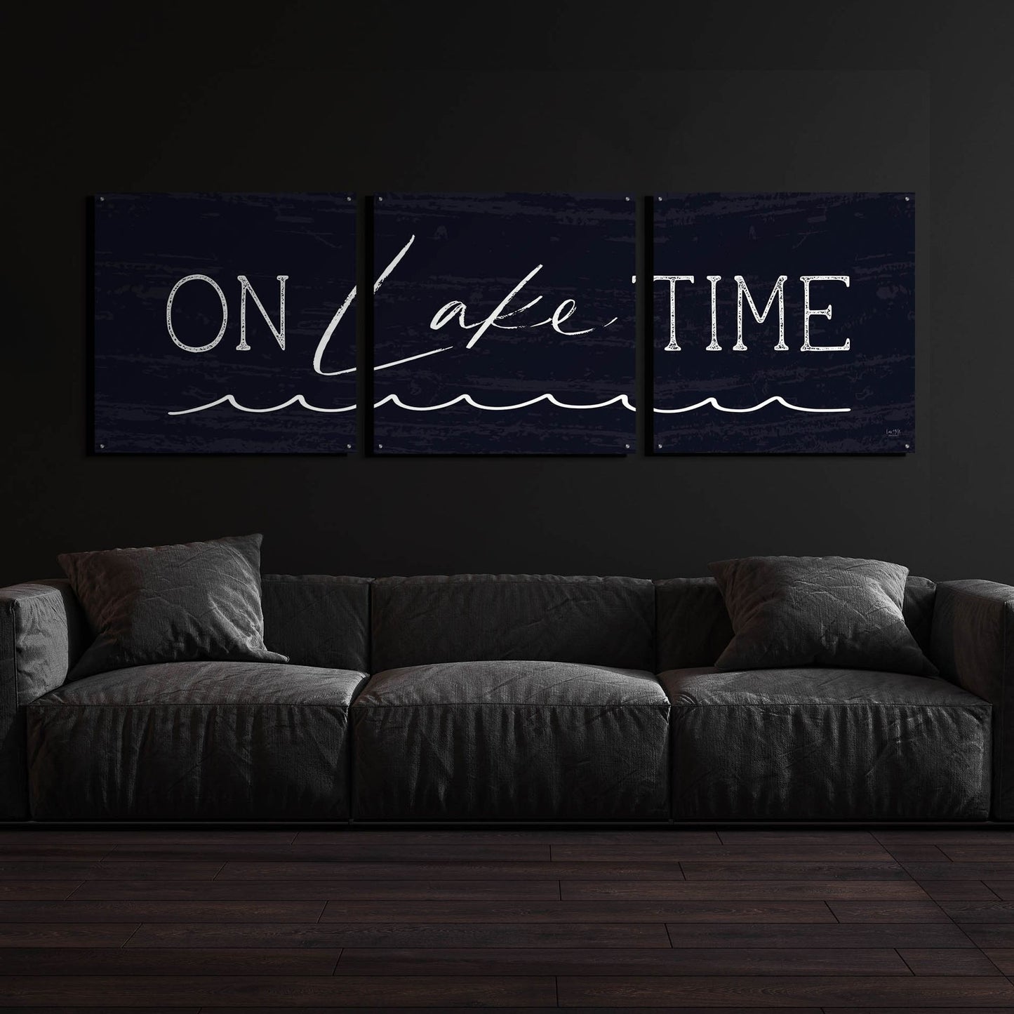 Epic Art 'On Lake Time' by Lux + Me, Acrylic Glass Wall Art, 3 Piece Set,108x36