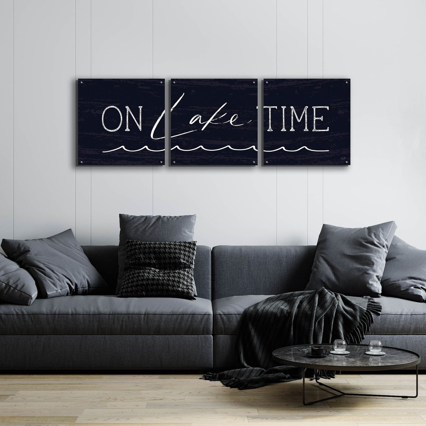 Epic Art 'On Lake Time' by Lux + Me, Acrylic Glass Wall Art, 3 Piece Set,72x24