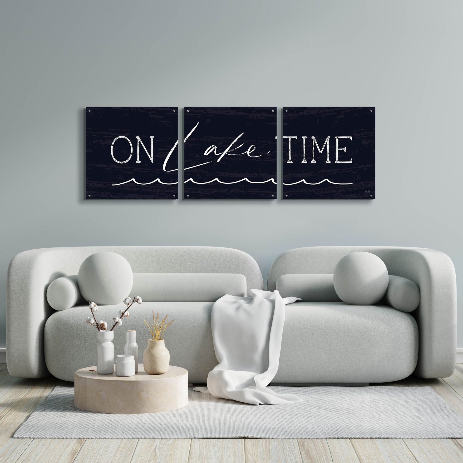 Epic Art 'On Lake Time' by Lux + Me, Acrylic Glass Wall Art, 3 Piece Set,72x24