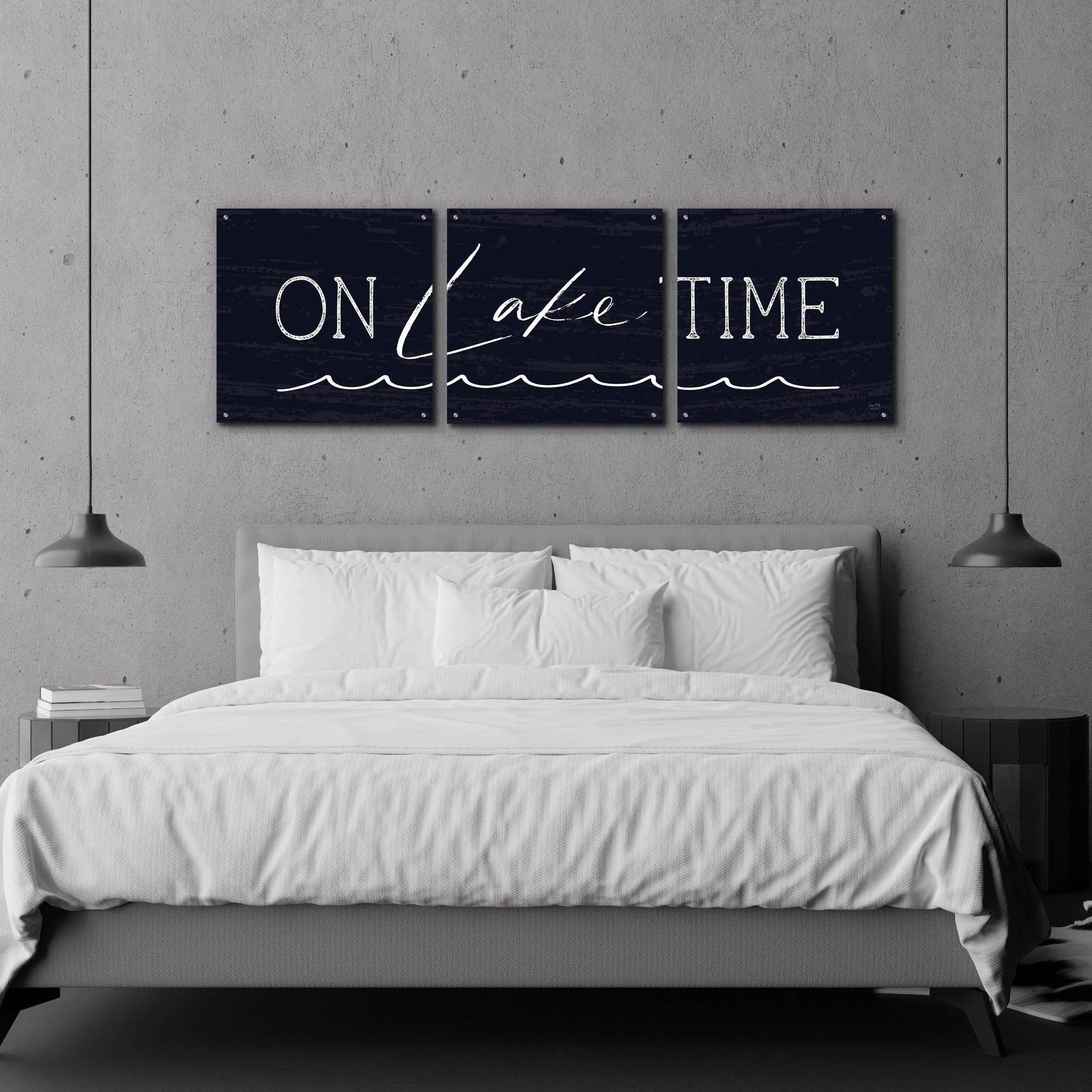 Epic Art 'On Lake Time' by Lux + Me, Acrylic Glass Wall Art, 3 Piece Set,72x24