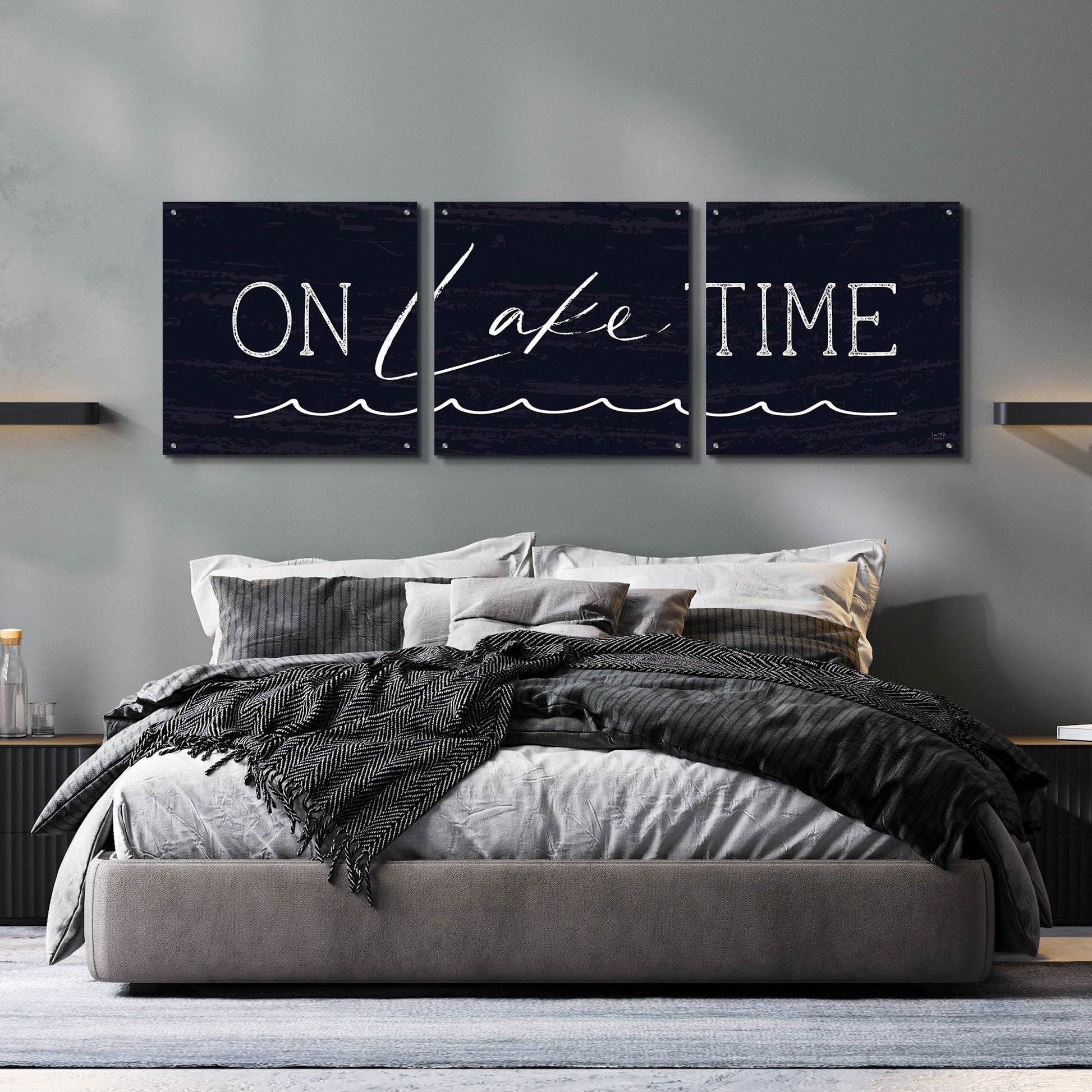 Epic Art 'On Lake Time' by Lux + Me, Acrylic Glass Wall Art, 3 Piece Set,72x24