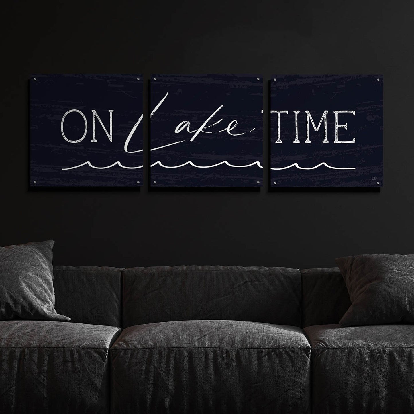 Epic Art 'On Lake Time' by Lux + Me, Acrylic Glass Wall Art, 3 Piece Set,72x24