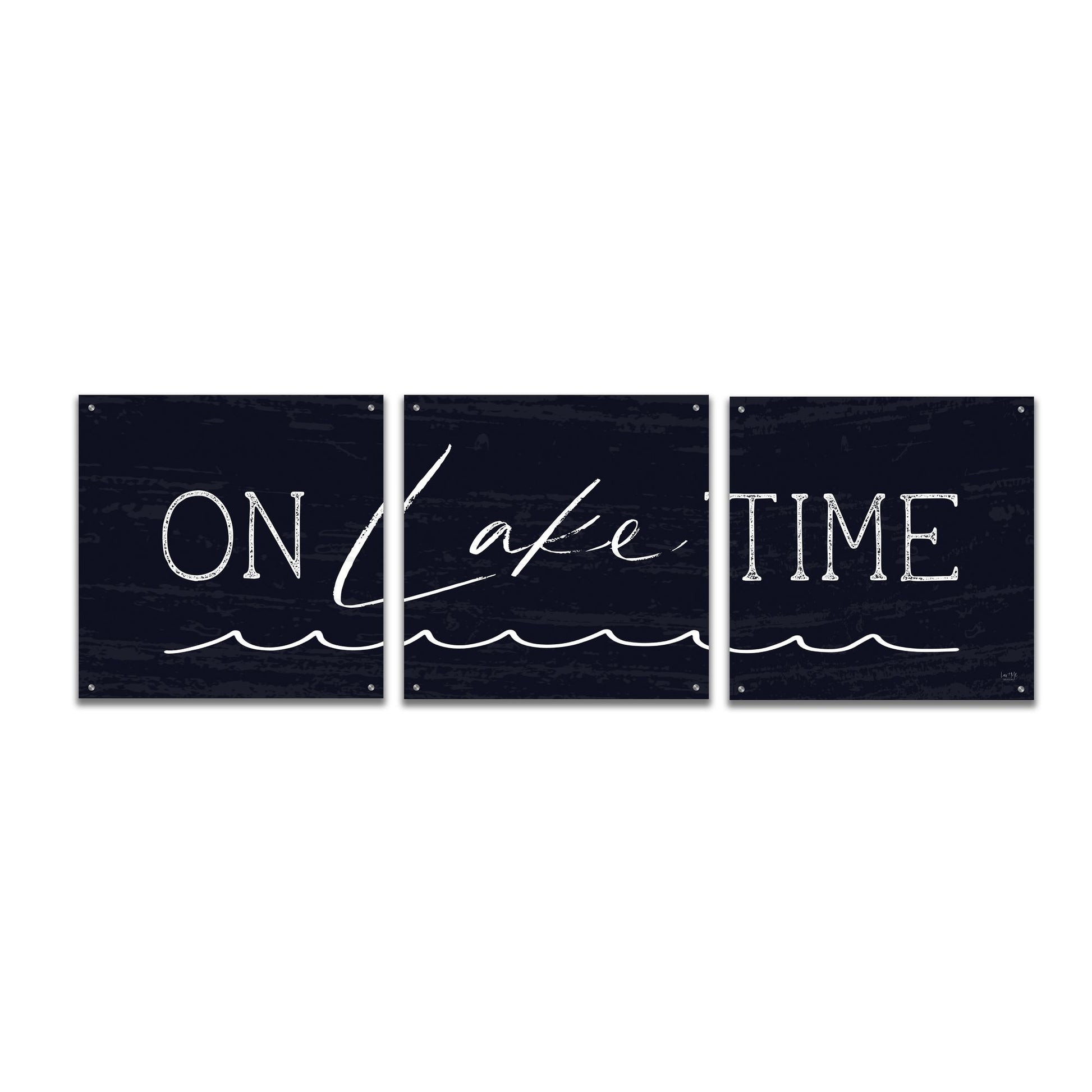 Epic Art 'On Lake Time' by Lux + Me, Acrylic Glass Wall Art, 3 Piece Set