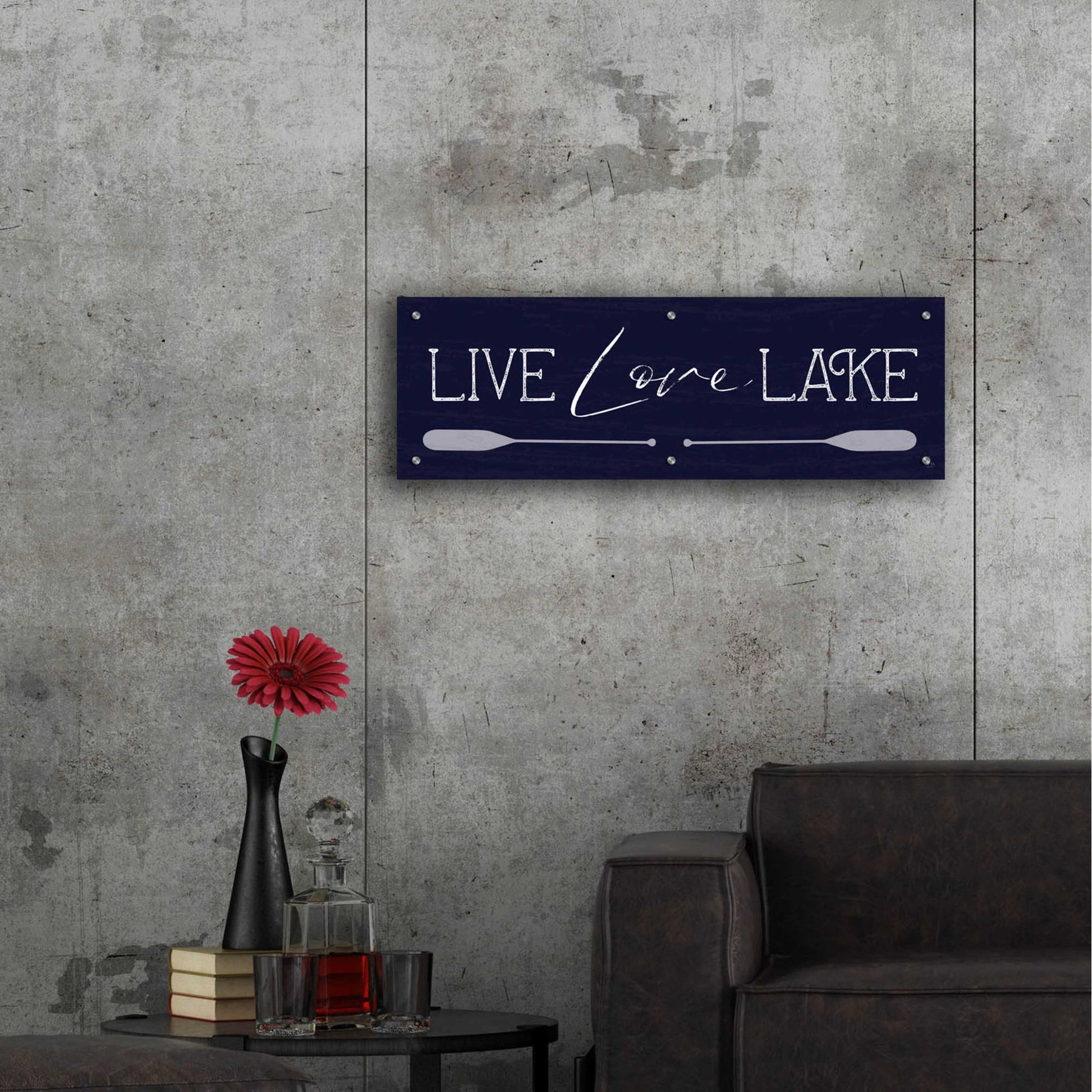 Epic Art 'Live, Love, Lake' by Lux + Me, Acrylic Glass Wall Art,36x12