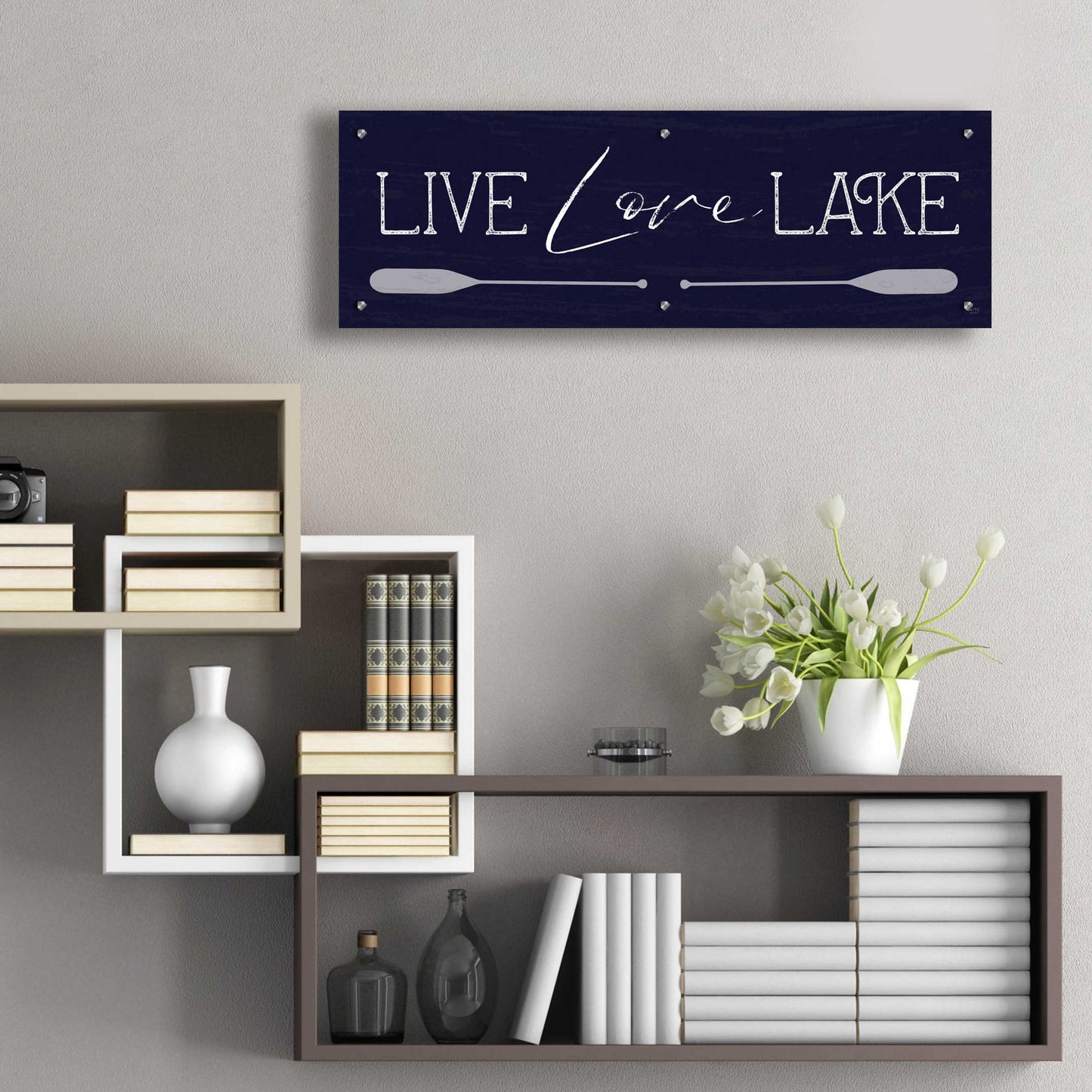 Epic Art 'Live, Love, Lake' by Lux + Me, Acrylic Glass Wall Art,36x12