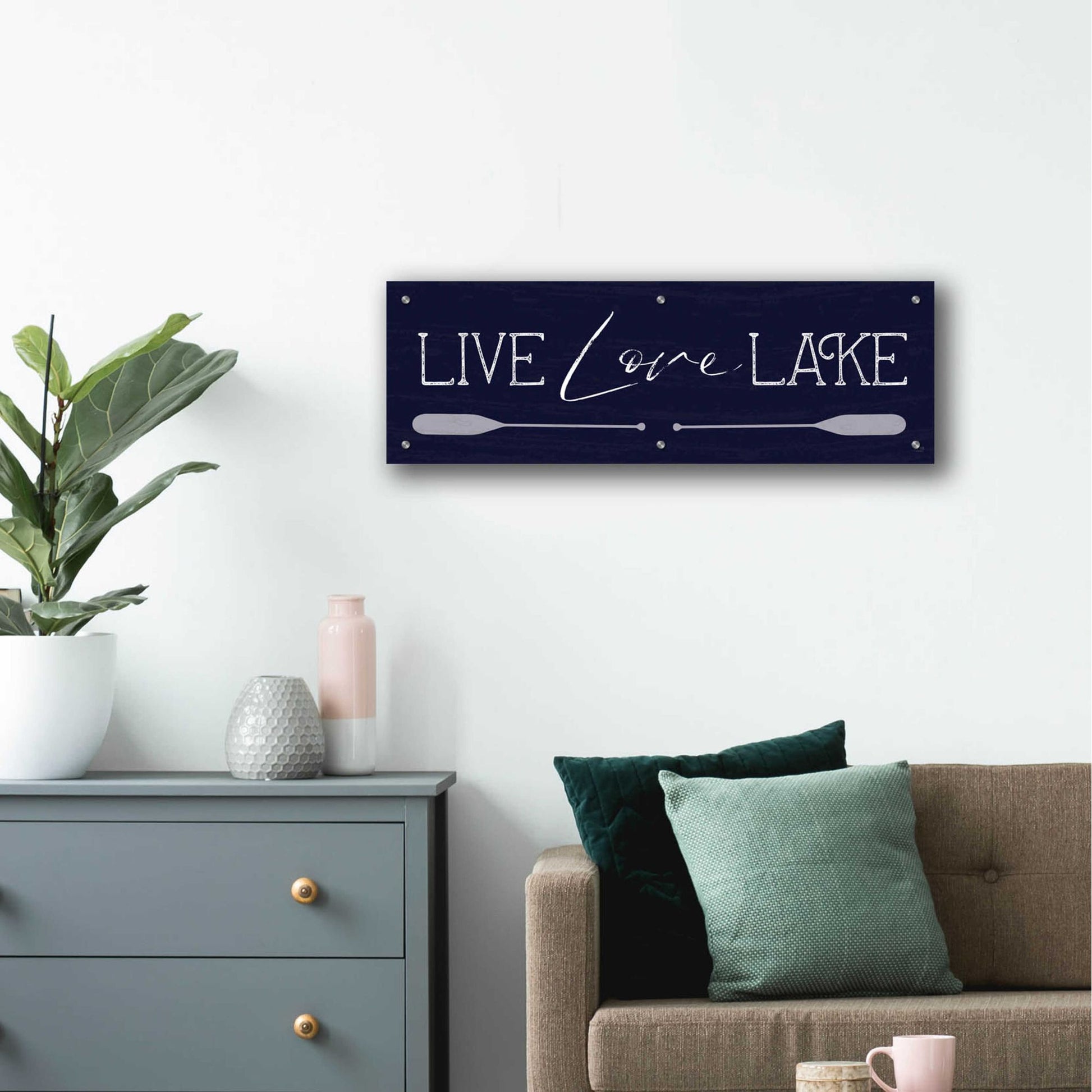 Epic Art 'Live, Love, Lake' by Lux + Me, Acrylic Glass Wall Art,36x12