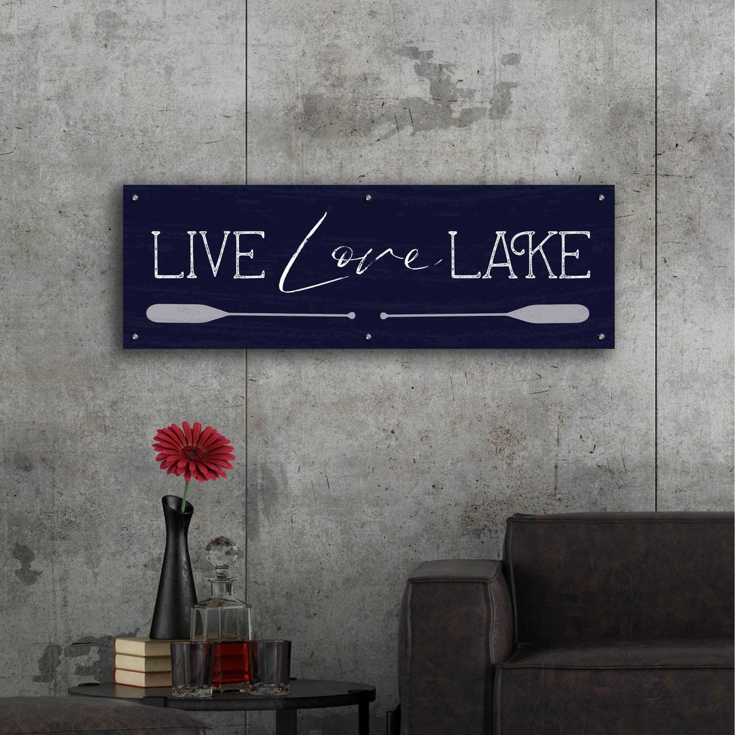 Epic Art 'Live, Love, Lake' by Lux + Me, Acrylic Glass Wall Art,48x16