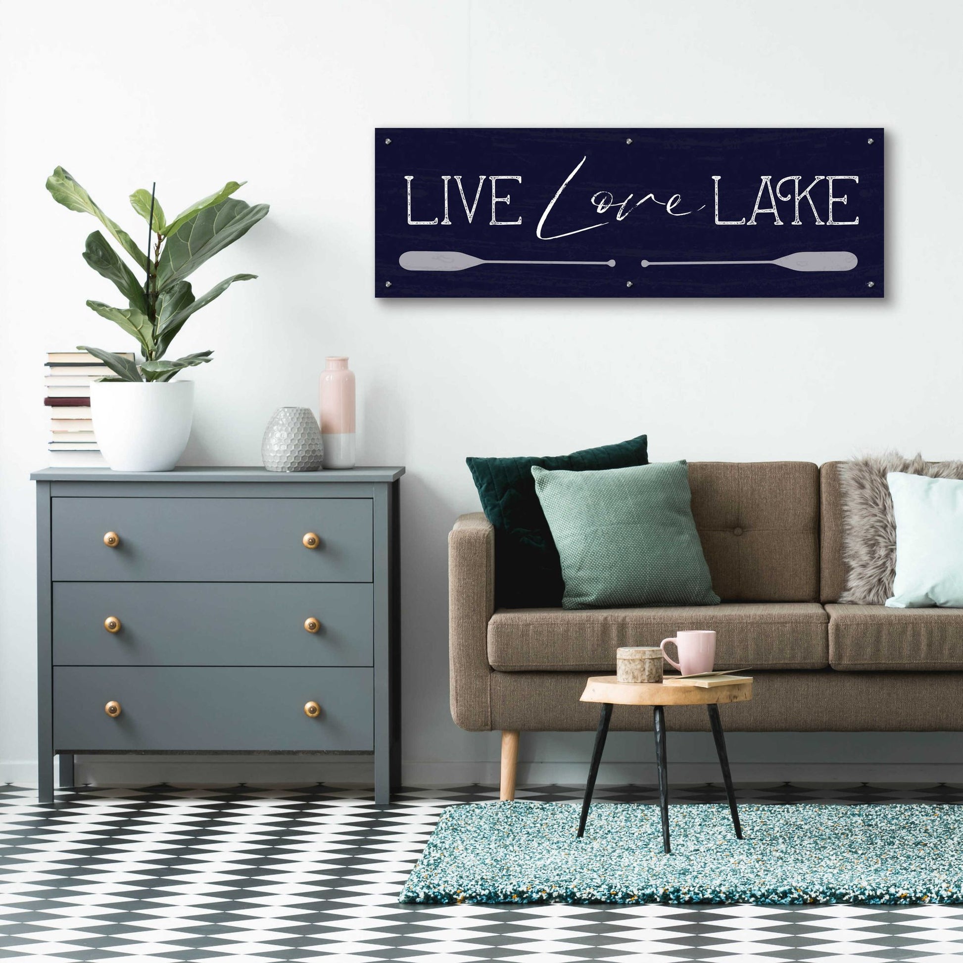 Epic Art 'Live, Love, Lake' by Lux + Me, Acrylic Glass Wall Art,48x16