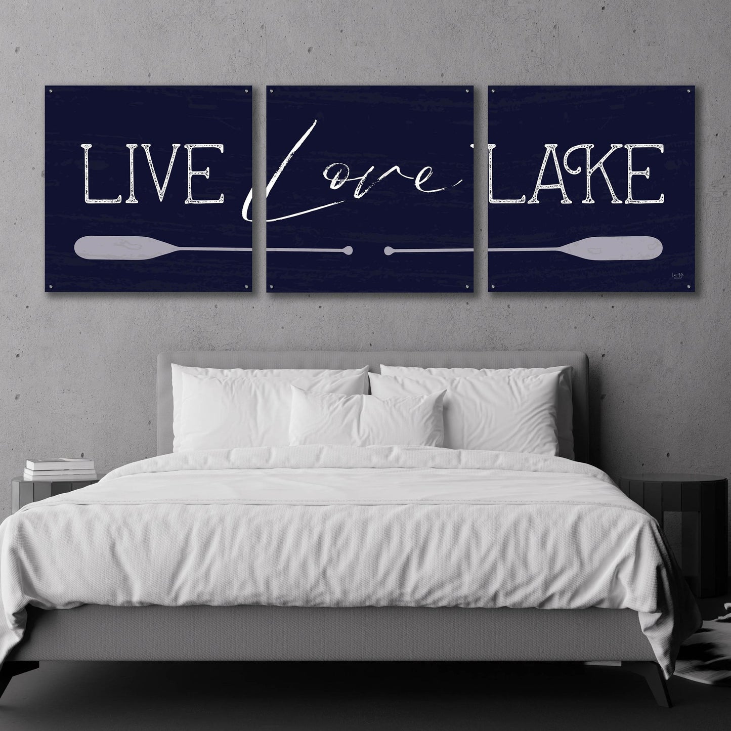 Epic Art 'Live, Love, Lake' by Lux + Me, Acrylic Glass Wall Art, 3 Piece Set,108x36