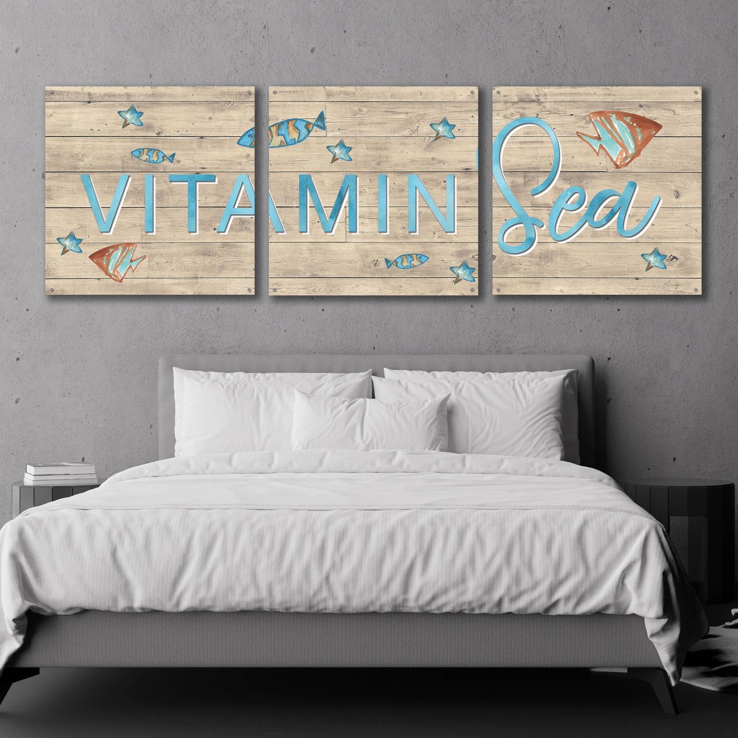 Epic Art 'Vitamin Sea' by Yass Naffas Designs, Acrylic Glass Wall Art, 3 Piece Set,108x36