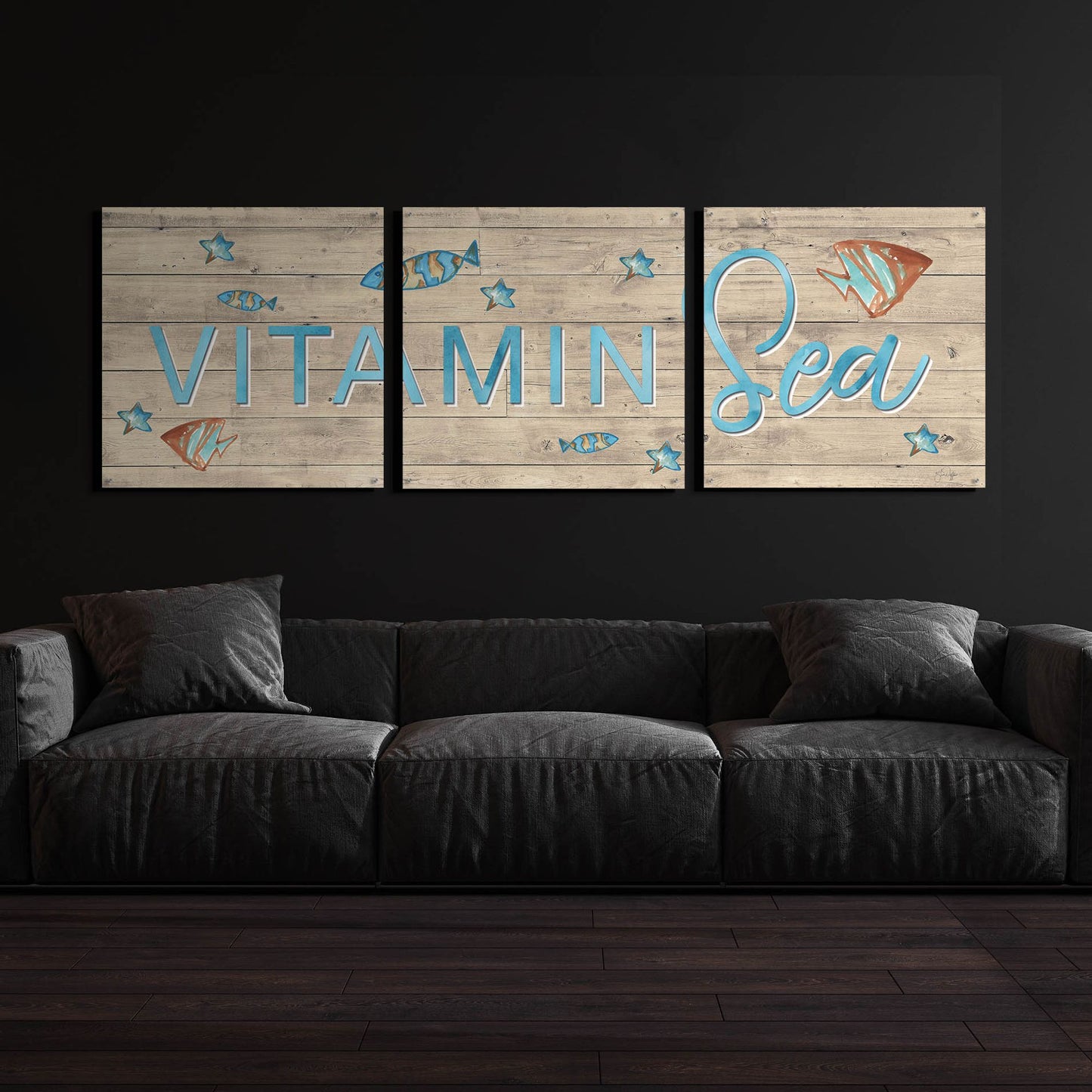 Epic Art 'Vitamin Sea' by Yass Naffas Designs, Acrylic Glass Wall Art, 3 Piece Set,108x36