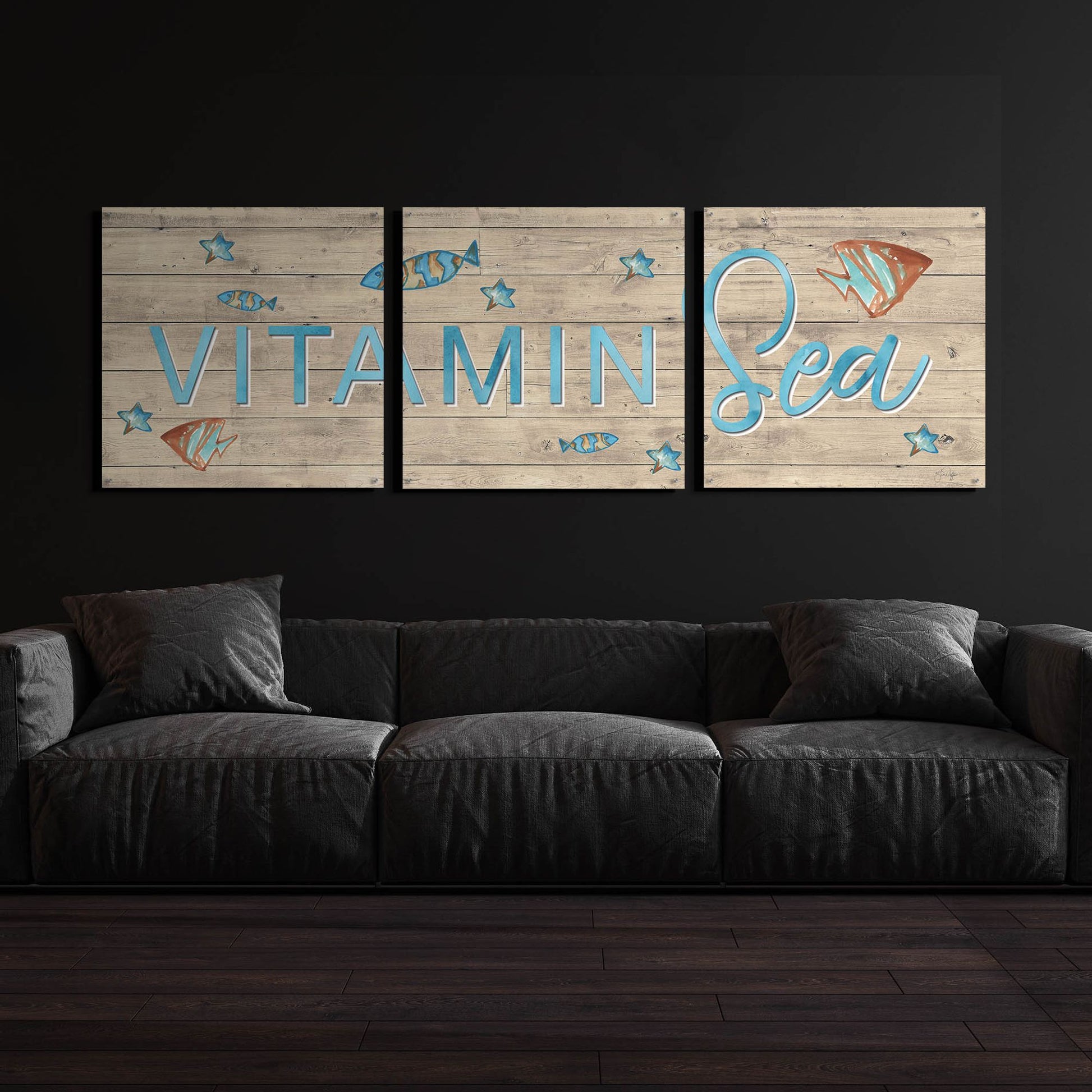 Epic Art 'Vitamin Sea' by Yass Naffas Designs, Acrylic Glass Wall Art, 3 Piece Set,108x36