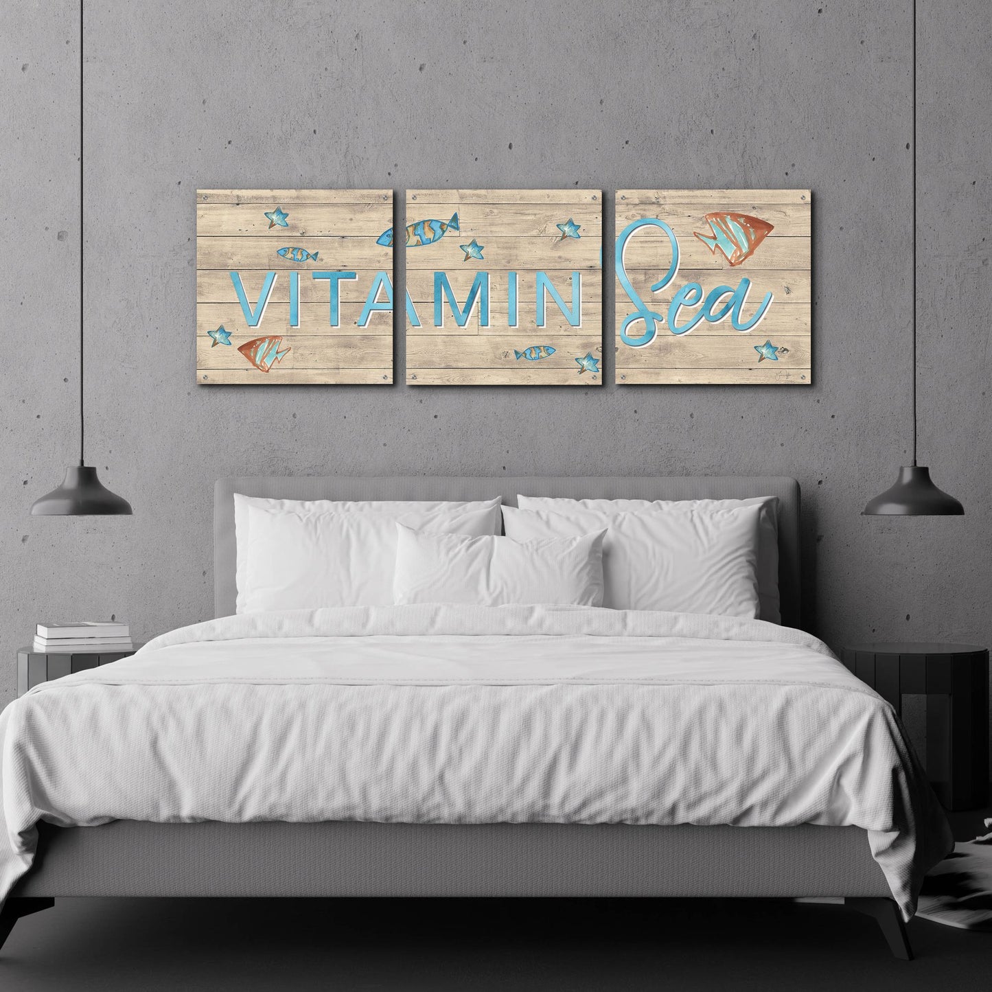 Epic Art 'Vitamin Sea' by Yass Naffas Designs, Acrylic Glass Wall Art, 3 Piece Set,72x24