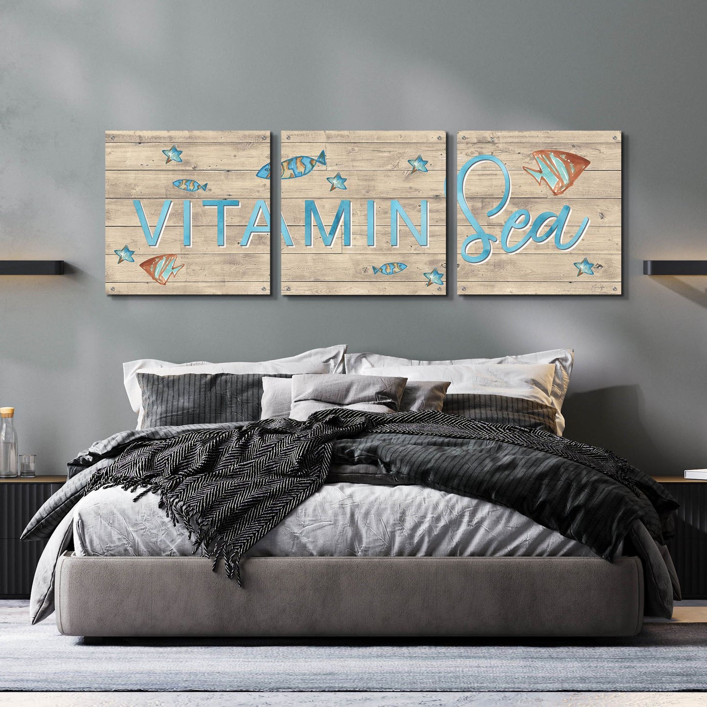 Epic Art 'Vitamin Sea' by Yass Naffas Designs, Acrylic Glass Wall Art, 3 Piece Set,72x24