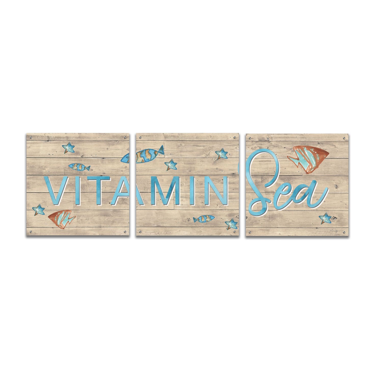 Epic Art 'Vitamin Sea' by Yass Naffas Designs, Acrylic Glass Wall Art, 3 Piece Set