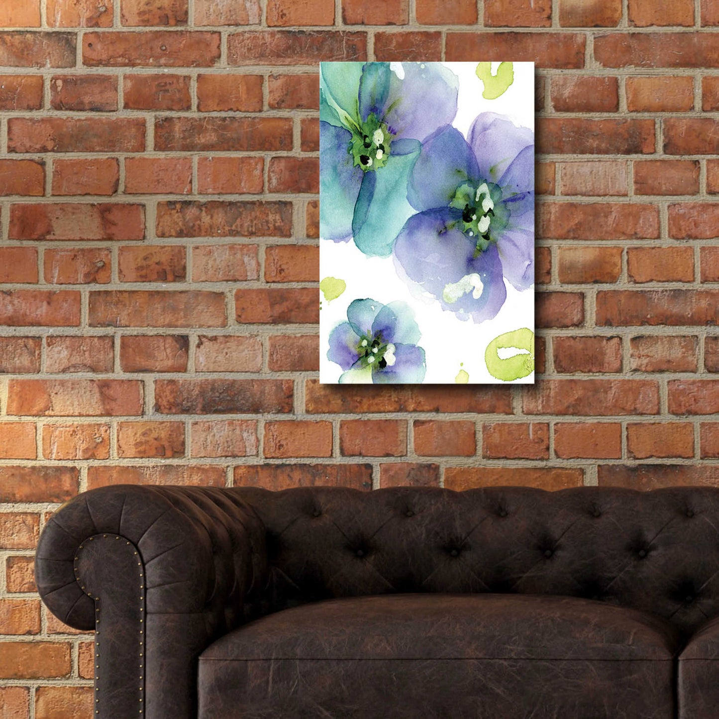 Epic Art 'Blue Flowers' by Dawn Derman, Acrylic Glass Wall Art,16x24