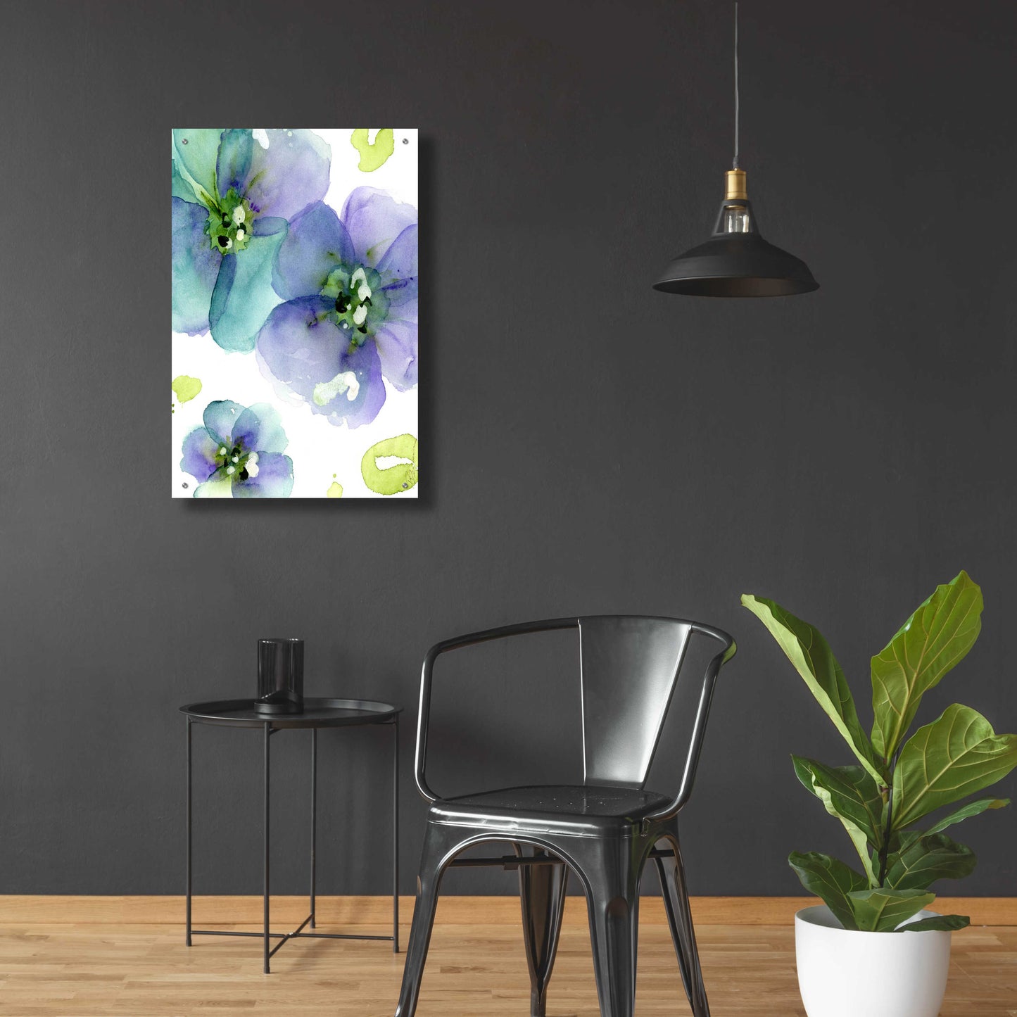 Epic Art 'Blue Flowers' by Dawn Derman, Acrylic Glass Wall Art,24x36