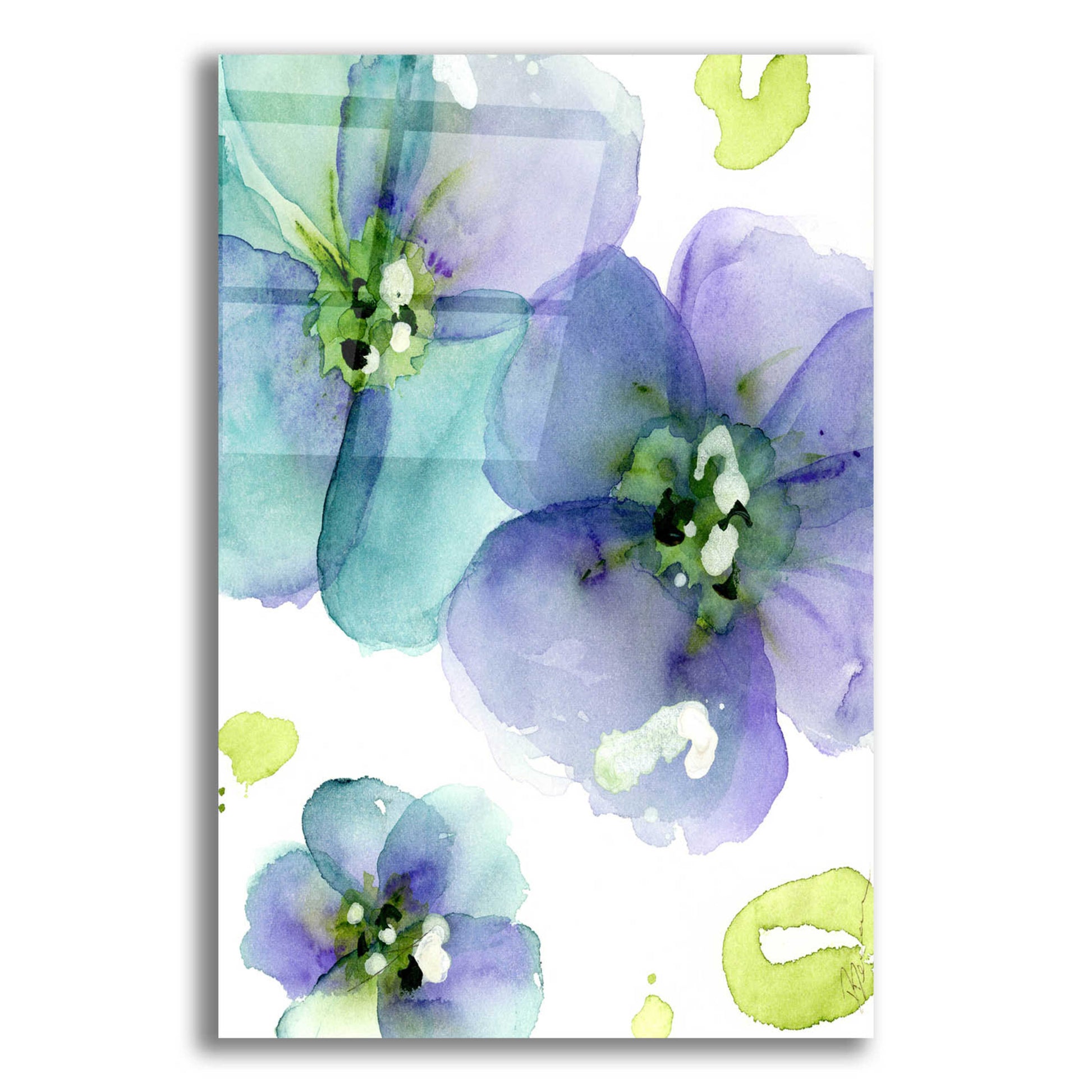 Epic Art 'Blue Flowers' by Dawn Derman, Acrylic Glass Wall Art